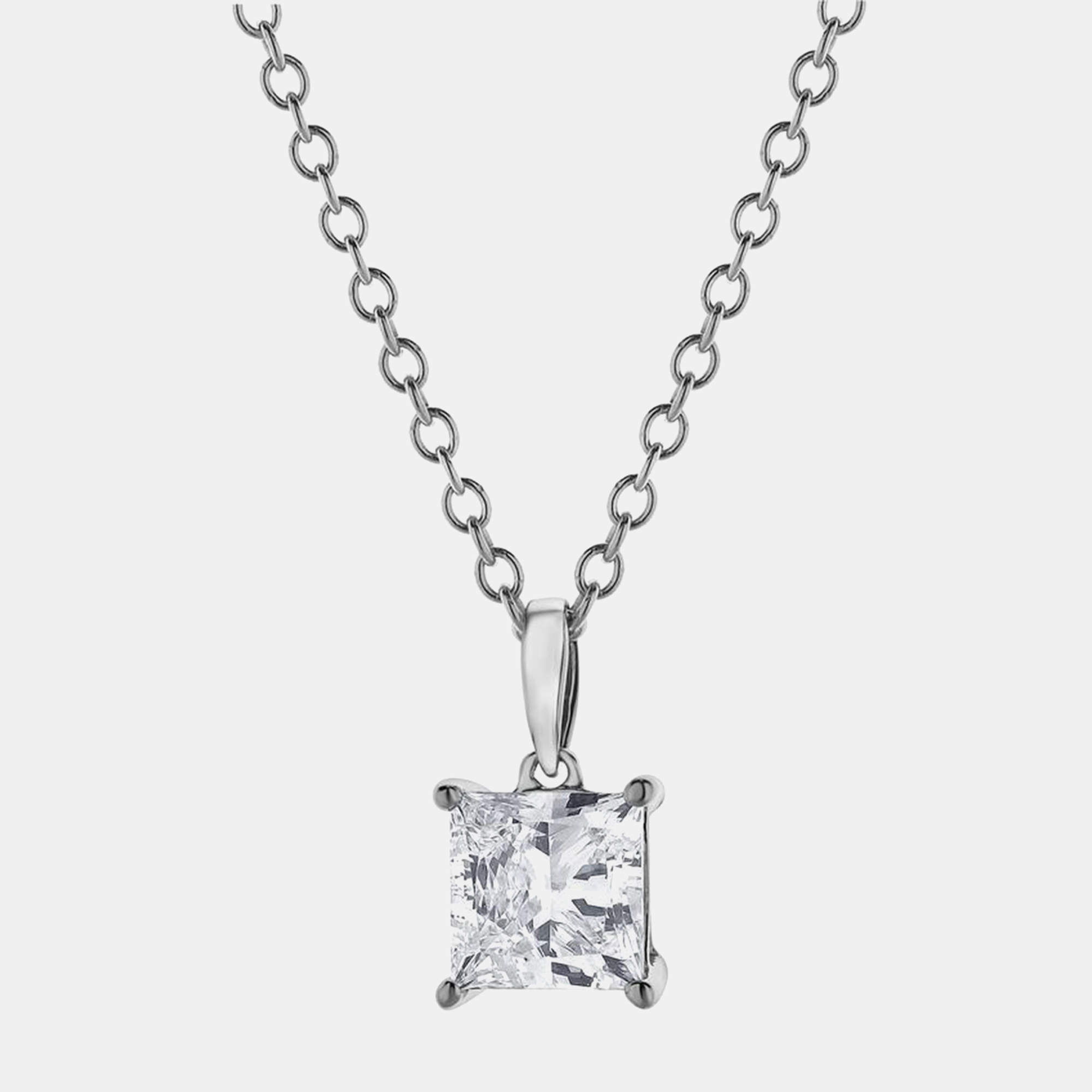 14K White Gold  Lab Grown Diamond Solitaire Pendant  (0.7 cts)