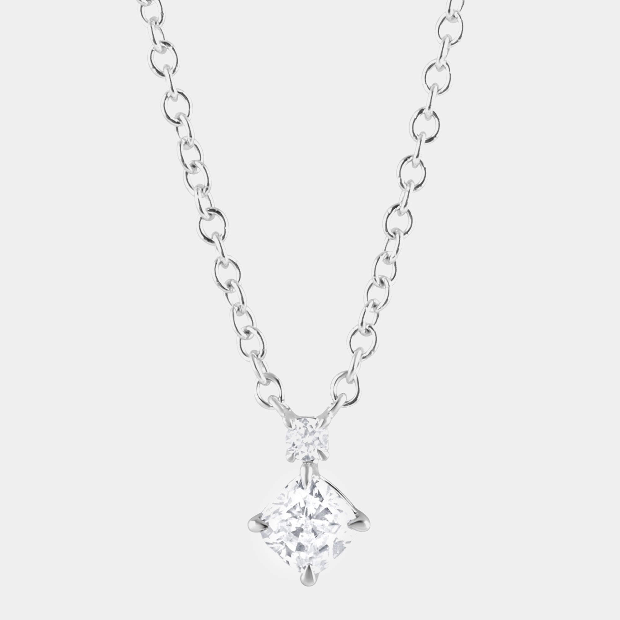14K White Gold  Lab Grown Diamond Solitaire Pendant  (0.18 cts)