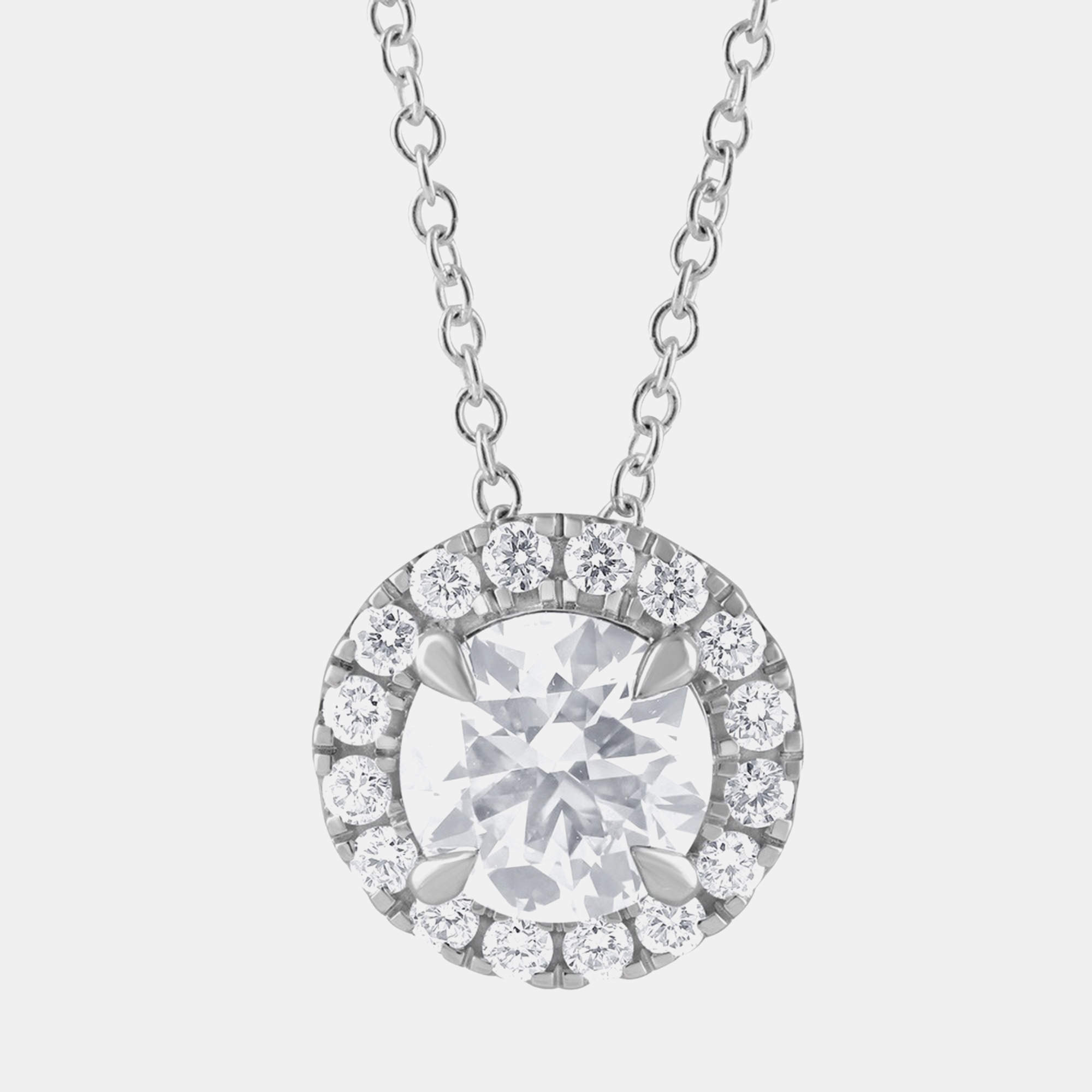 14K White Gold  Lab Grown Diamond Halo Pendant (1.45 cts)