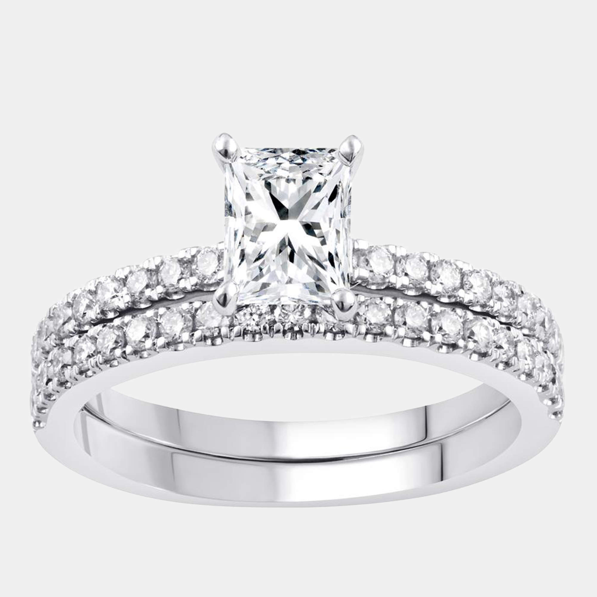Pre Owned 1.5ct 14k White Gold Lab Grown Diamond Bridal Set