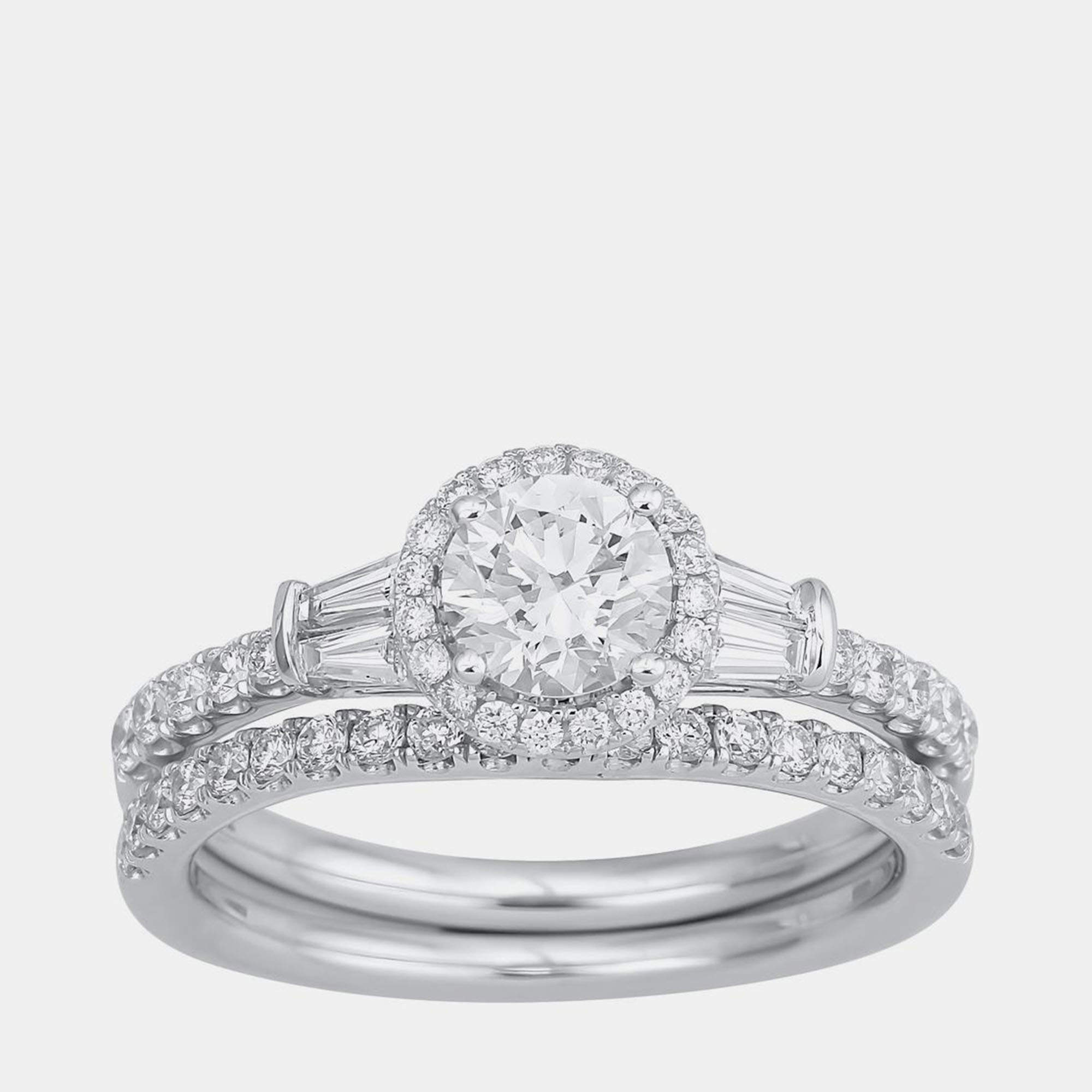 Pre Owned 1.5 ct 14k White Gold Lab Grown Diamond Bridal Set US 7