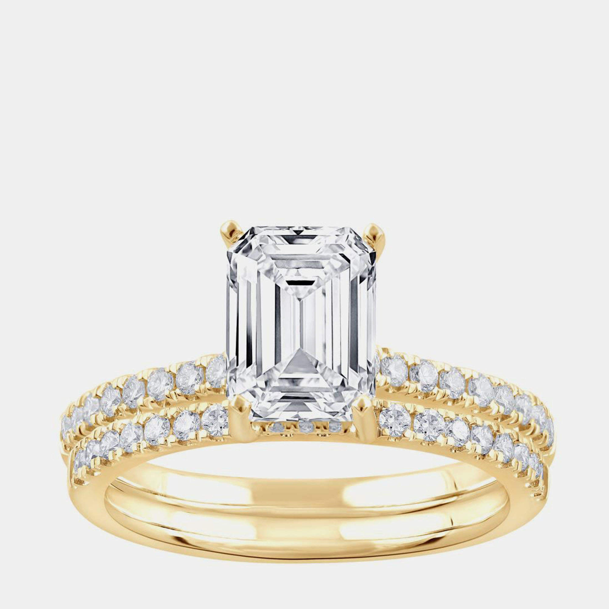 Pre Owned 1.95 ct 14k Yellow Gold Lab Grown Diamond Bridal Set US 7