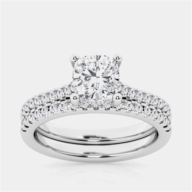 Pre Owned 2 ct 14k White Gold Lab Grown Diamond Bridal Ring Set US 7