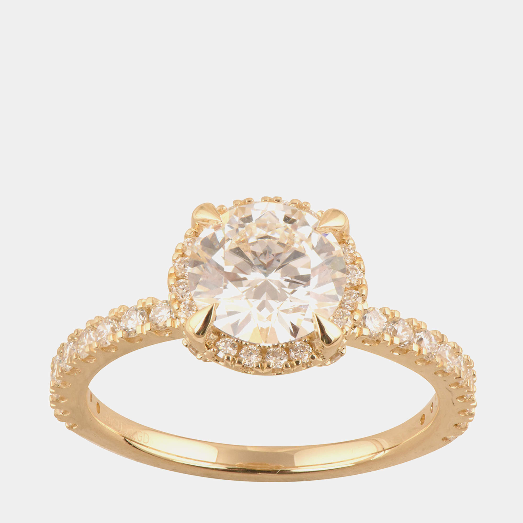 Pre Owned 2.23 ct 14k Yellow Gold Lab Grown Diamond Engagement Ring US 7