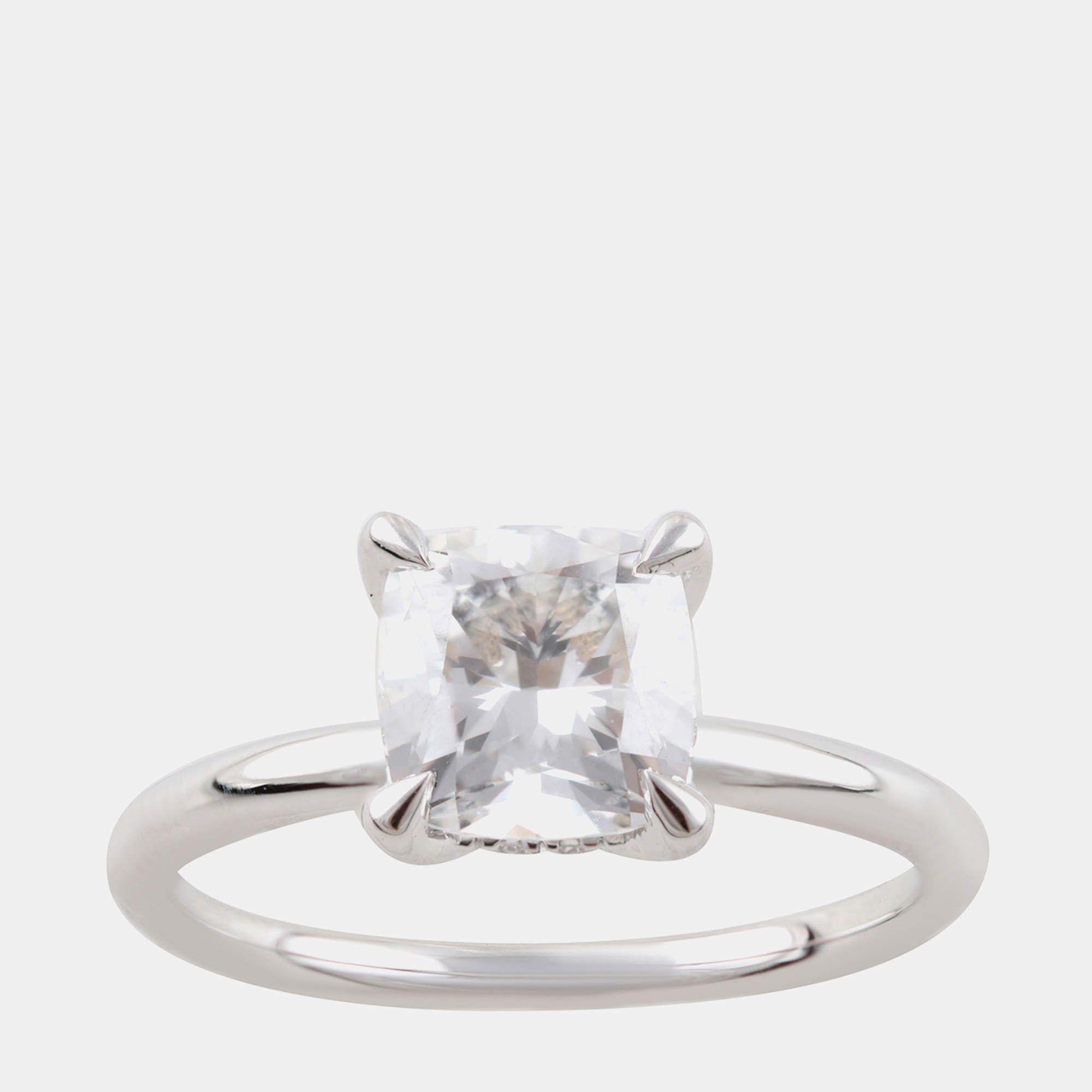 مملوكة مسبقًا 1.95ct 14k White Gold Lab Grown Diamond Hidden Halo Solitaire Ring