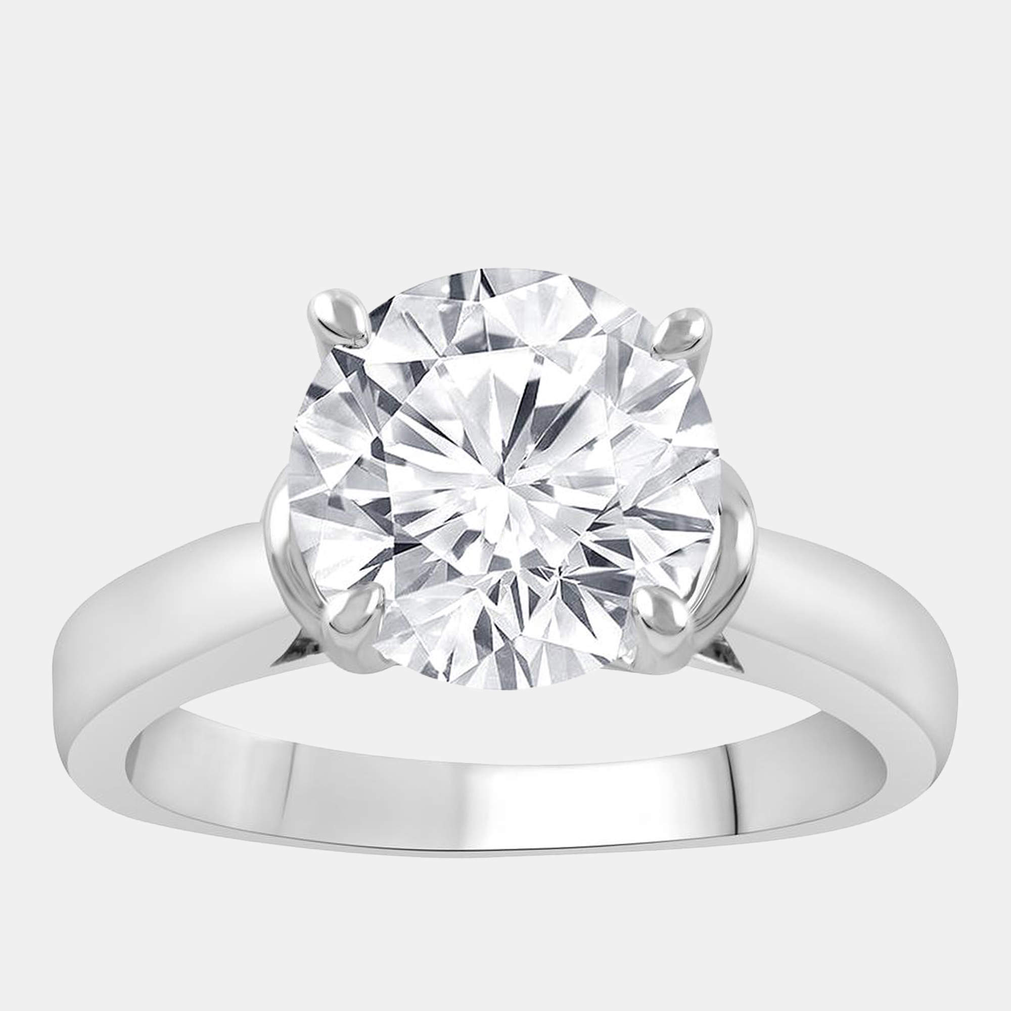 Pre Owned خاتم سوليتير ألماسي صناعي من الذهب الأبيض عيار 14 (3 قيراطات)