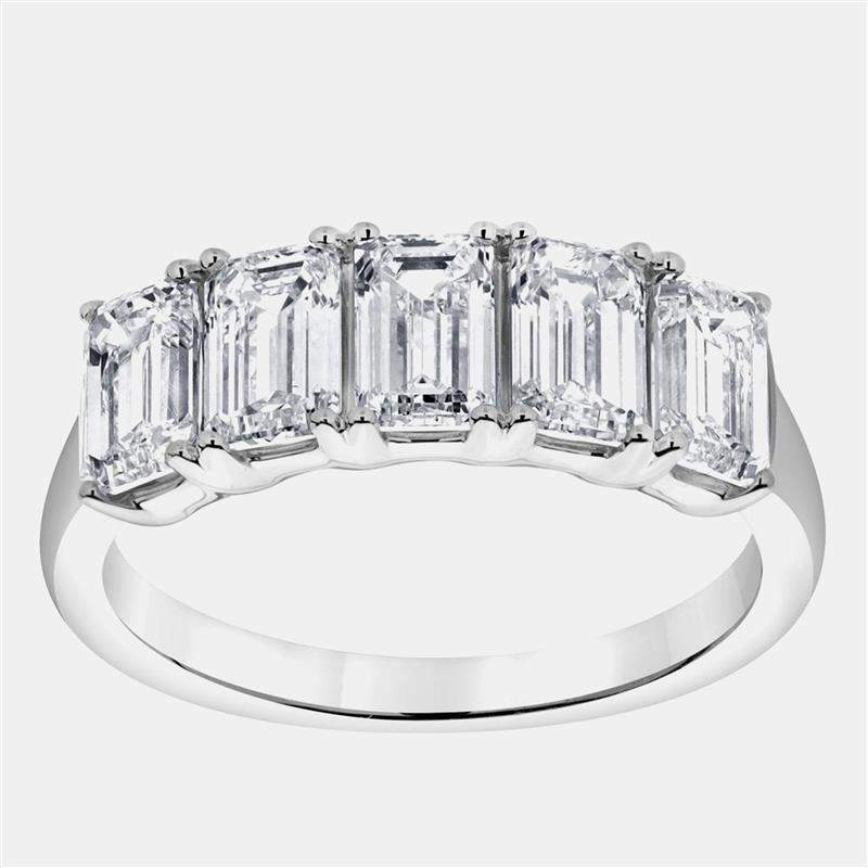 Pre Owned 1.5 cts 14k White Gold Lab Grown Diamond 5 Stone Band US 7