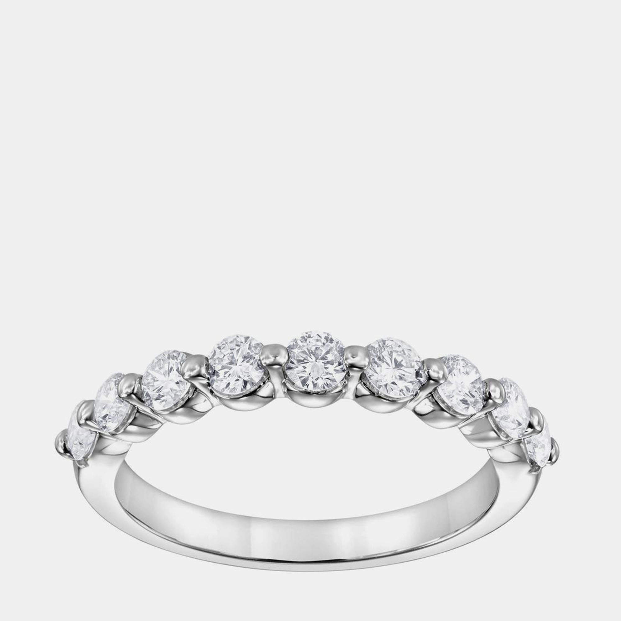 Pre Owned خاتم ألماسي صناعي من الذهب الأبيض عيار 14 (0.5 قيراط)