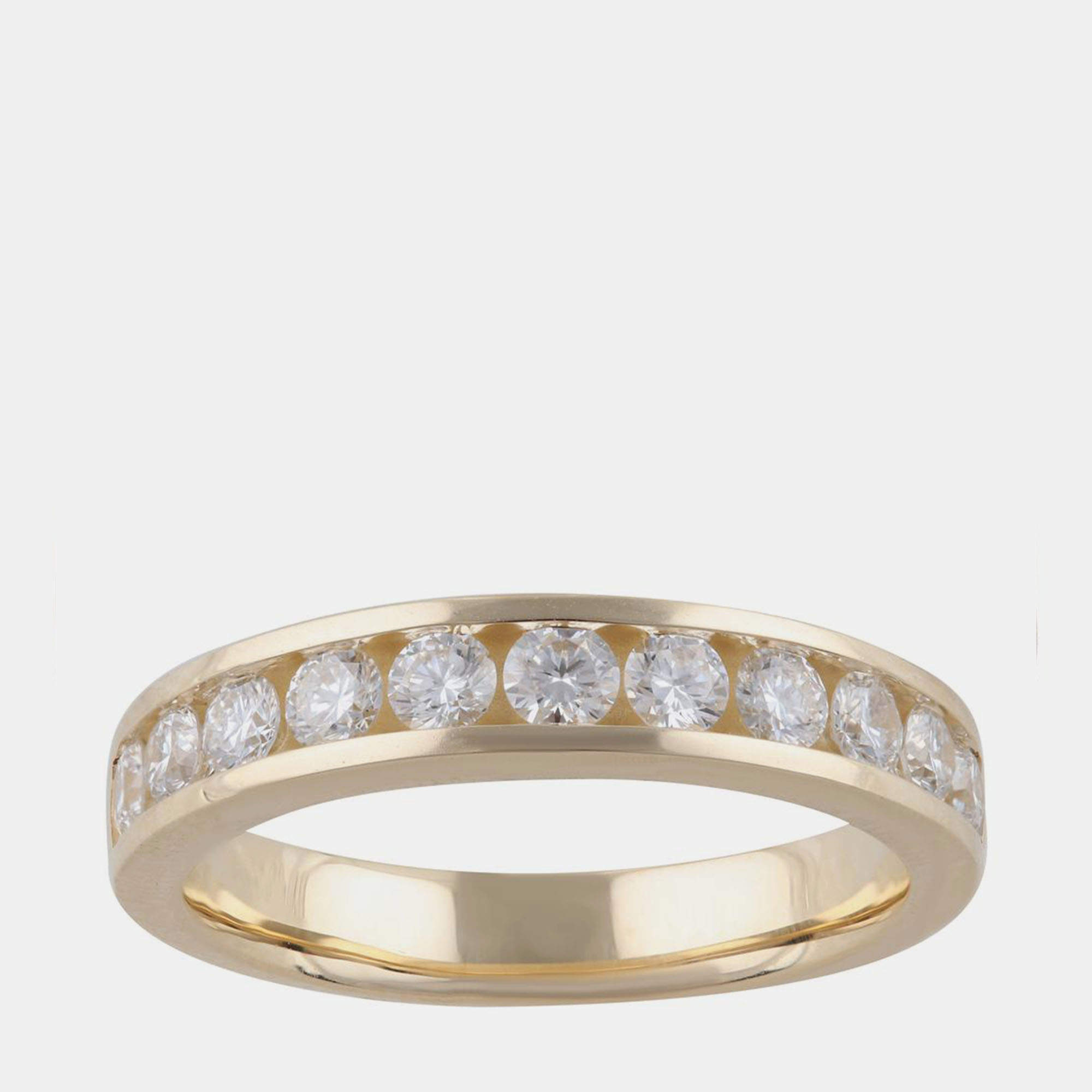 Pre Owned خاتم من الألماس الصناعي من الذهب الأصفر عيار 14 (0.75 قيراط)