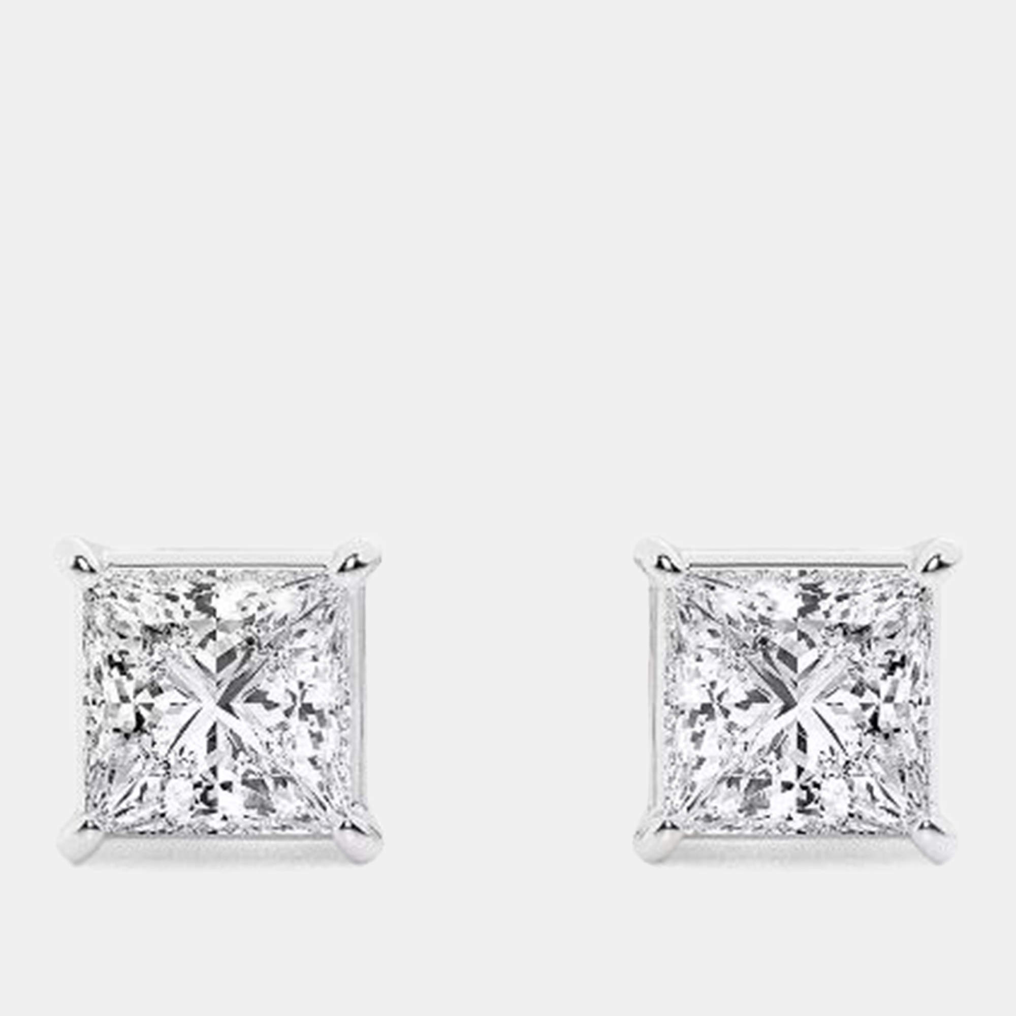 Pre Owned 1ct 14k White Gold Lab Grown Diamond Basic Stud Earring