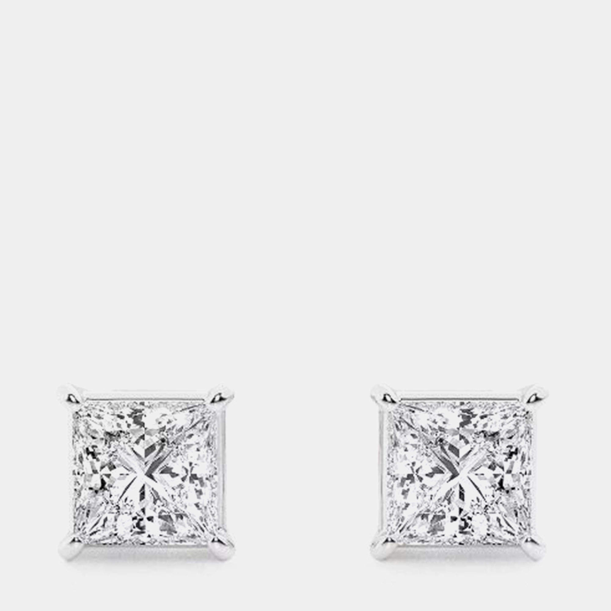 Pre Owned 1.2ct 14k White Gold Lab Grown Diamond Basic Stud Earring
