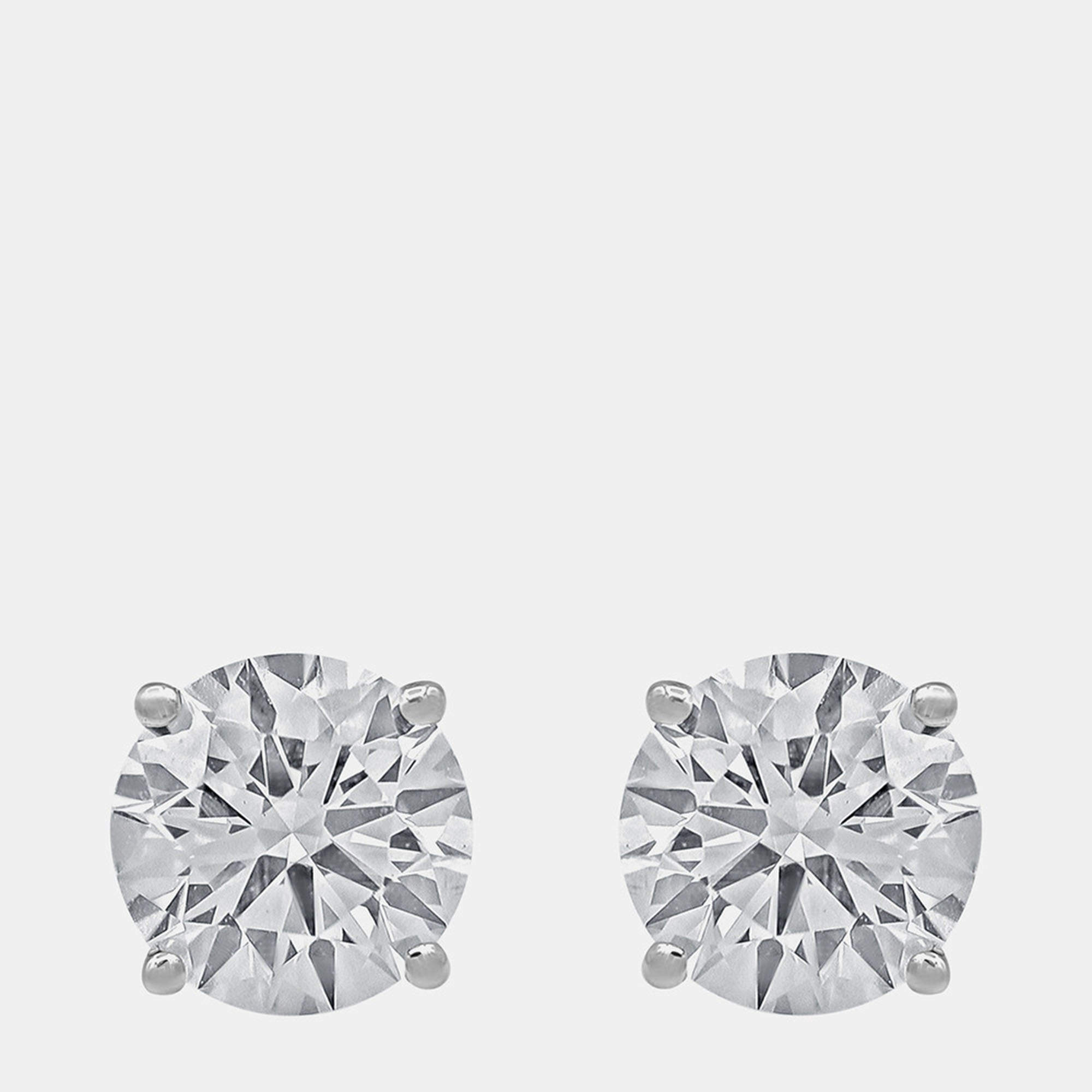 Pre Owned 4ct 14k White Gold Lab Grown Diamond Basic Stud Earring