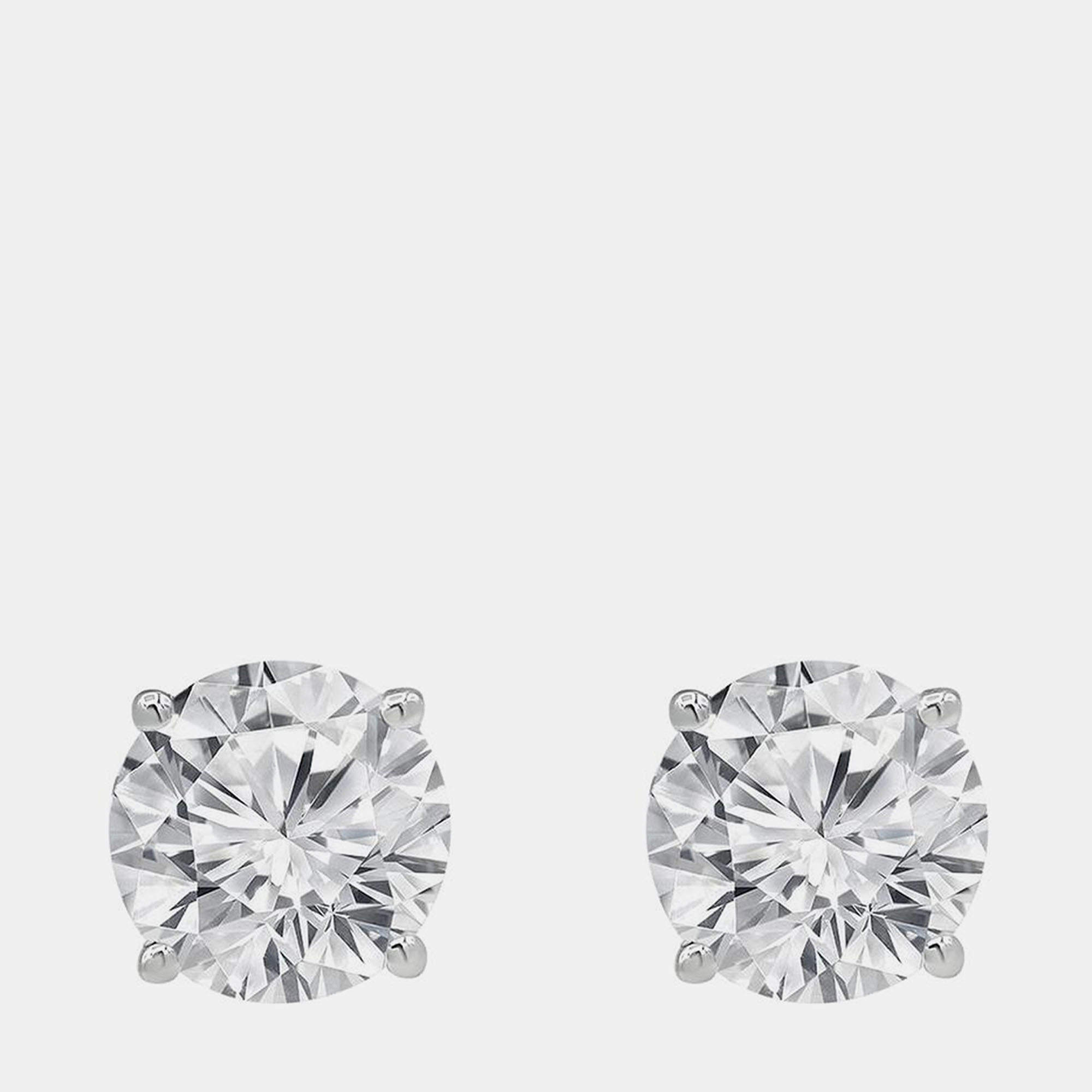 Pre Owned 5ct 14k White Gold Lab Grown Diamond Basic Stud Earring