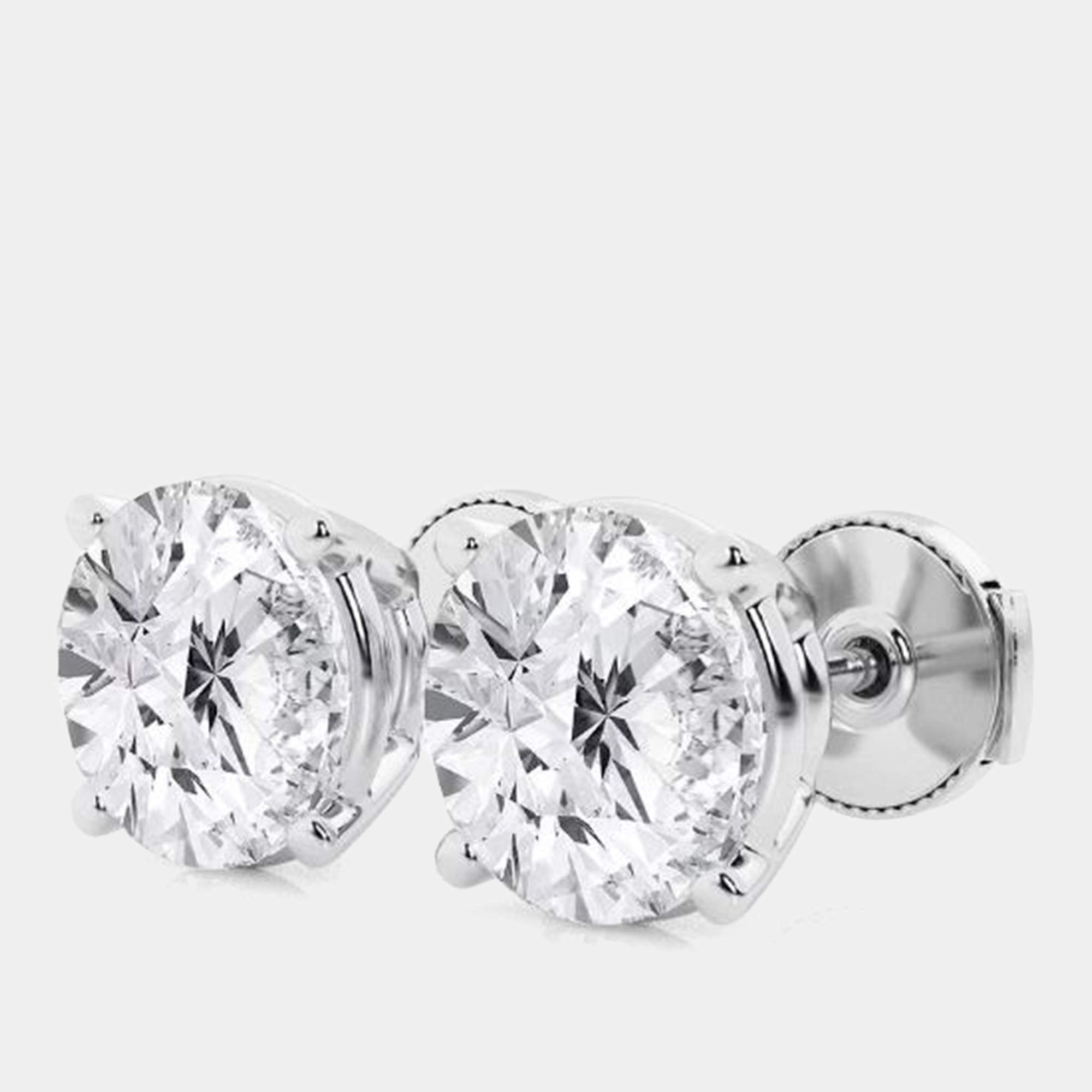Pre Owned 5.45ct 14k White Gold Lab Grown Diamond Basic Stud Earring