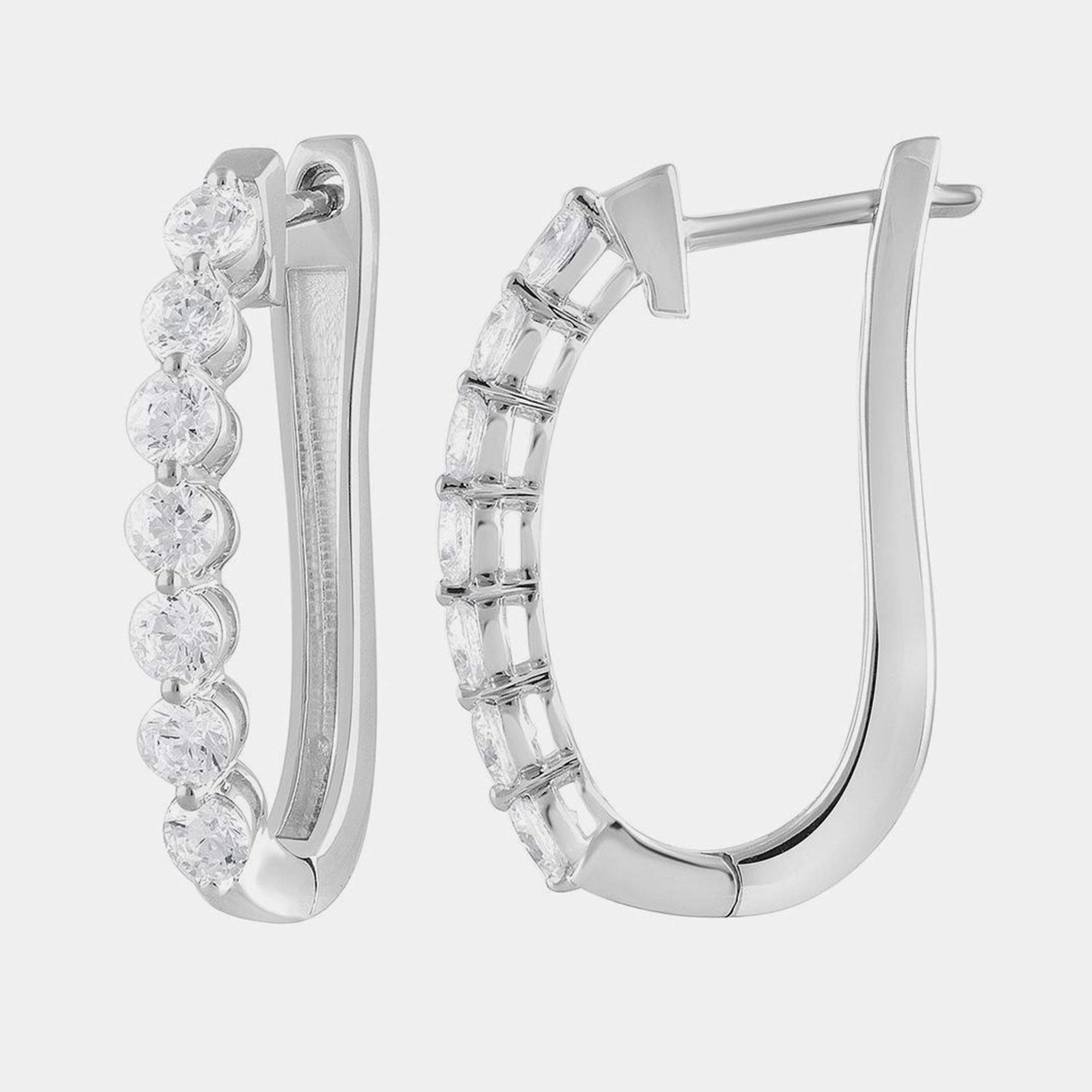 Pre Owned 1.5ct 14k White Gold Lab Grown Diamond Huggies Earrings