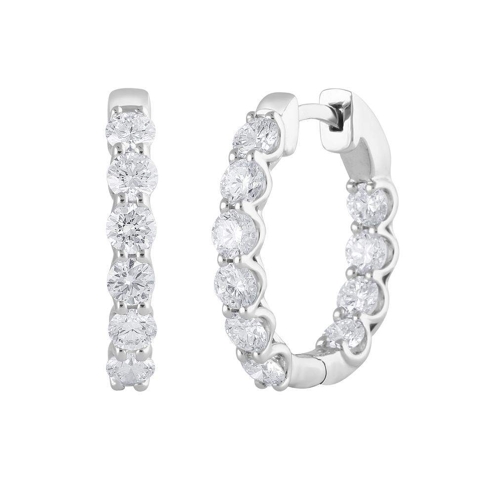 Pre Owned 2ct 14k White Gold Lab Grown Diamond Hoop Earring