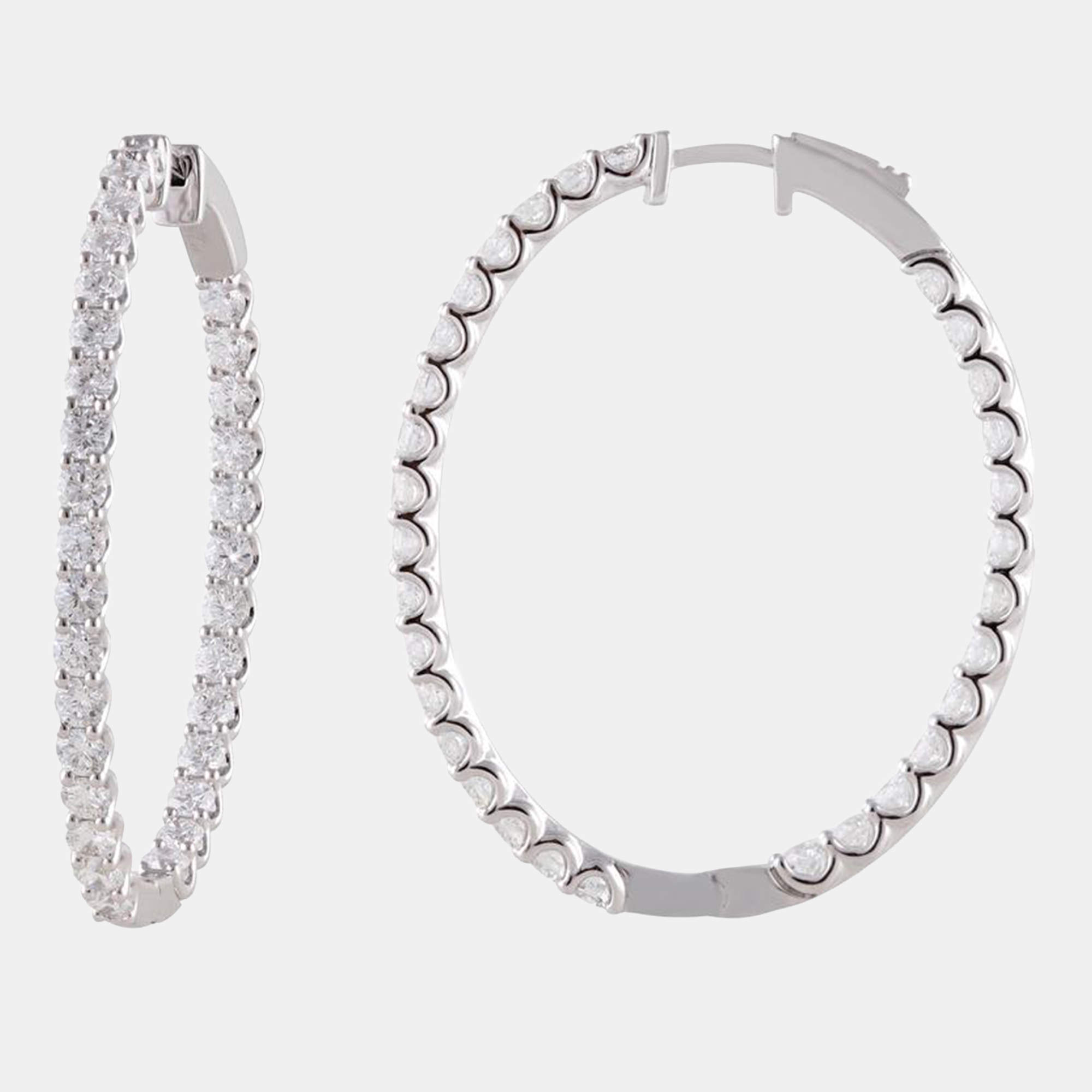 Pre Owned 4ct 14k White Gold Lab Grown Diamond Hoop Earring