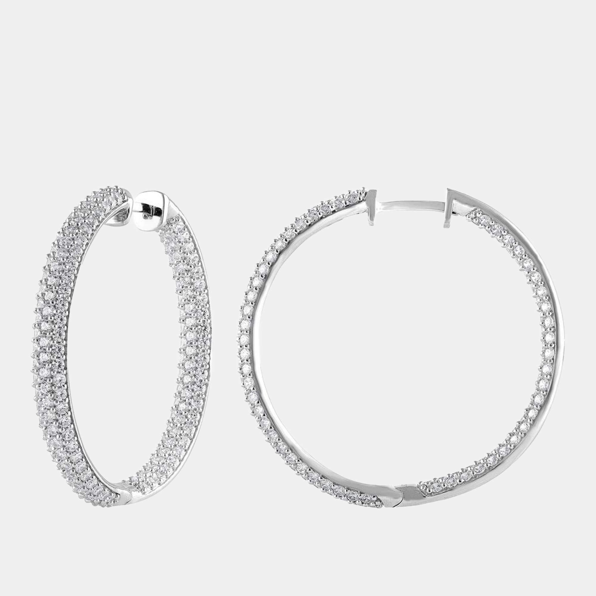 Pre Owned 5ct 14k White Gold Lab Grown Diamond Hoop Earring