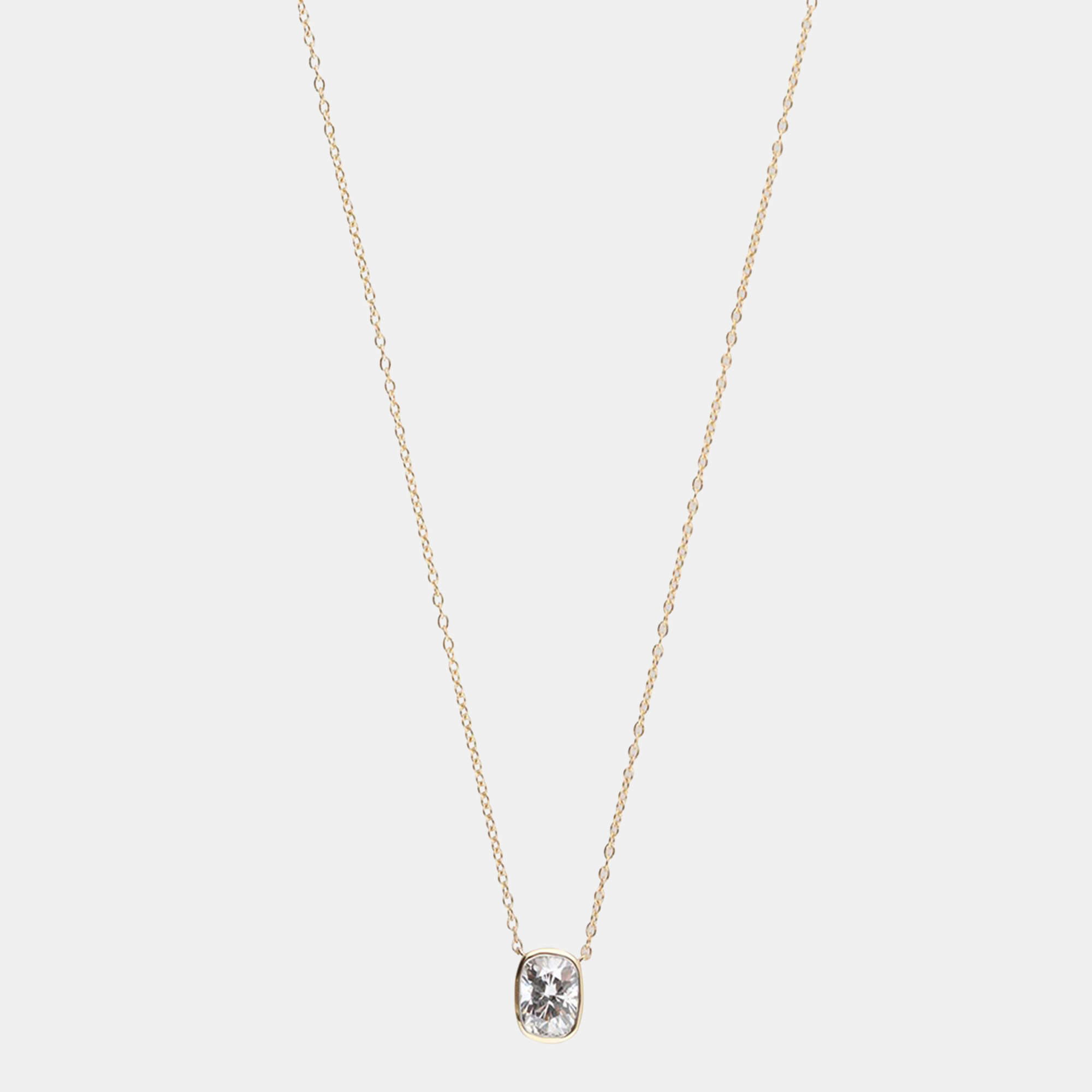 Pre Owned قلادة ألماس مفرد مزروع في المختبر ذهب أصفر عيار 14 (1.17 قيراط)