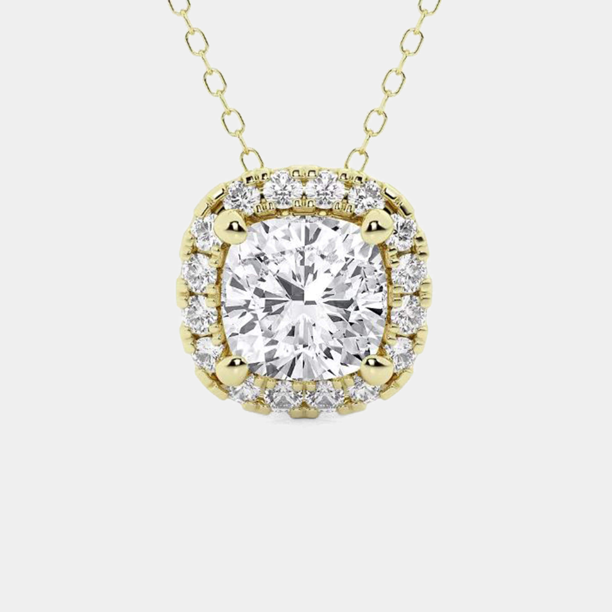 Pre Owned 0.29ct 14k Yellow Gold Lab Grown Diamond Halo Pendant