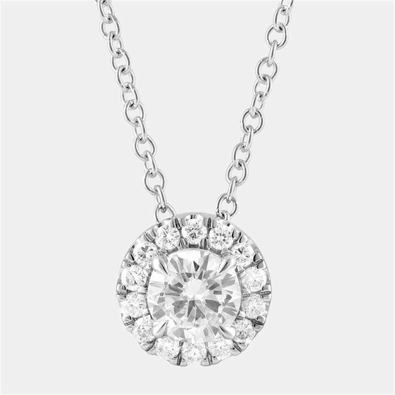 Pre Owned 0.45ct 14k White Gold Lab Grown Diamond Halo Pendant