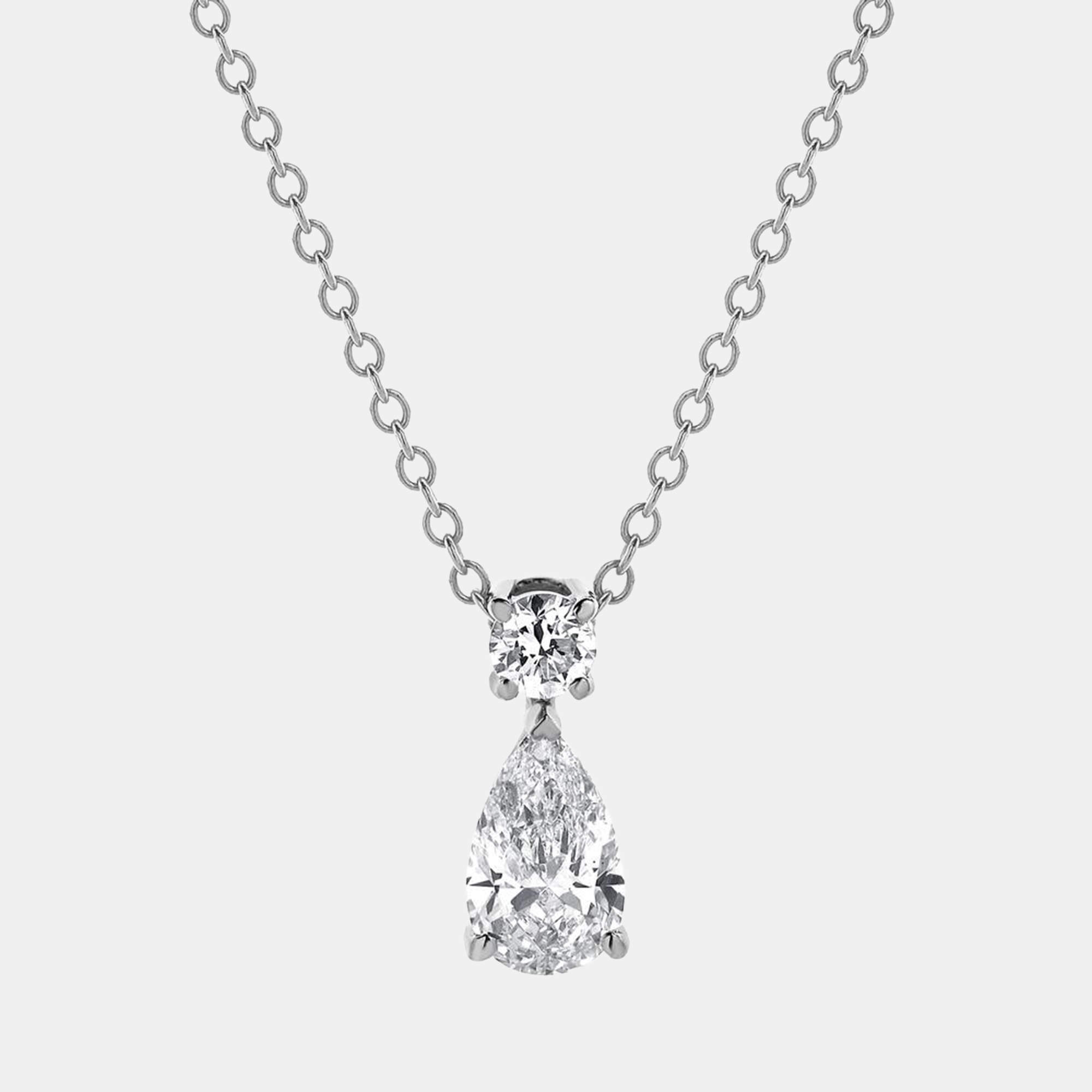 Pre Owned 0.73ct 14k White Gold Lab Grown Diamond Drop Pendant