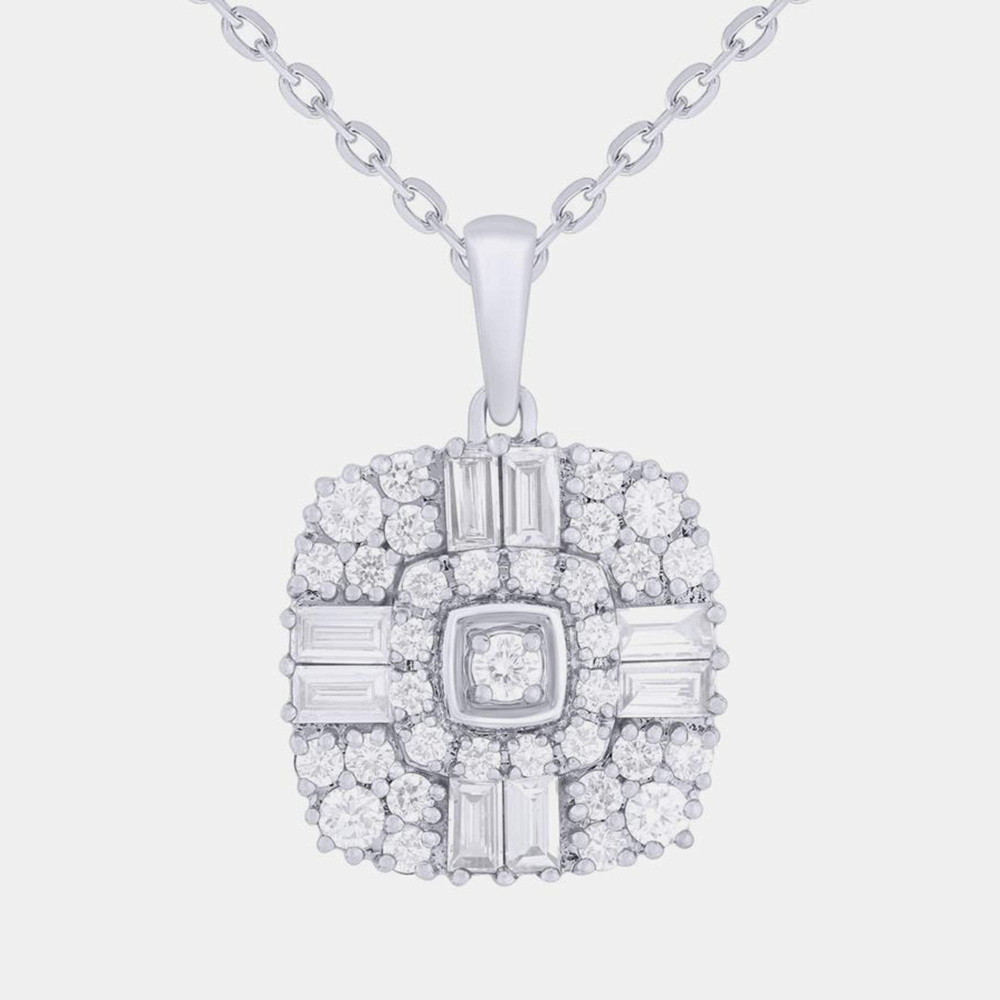 Pre Owned 0.95ct 14k White Gold Lab Grown Diamond Cluster Pendant