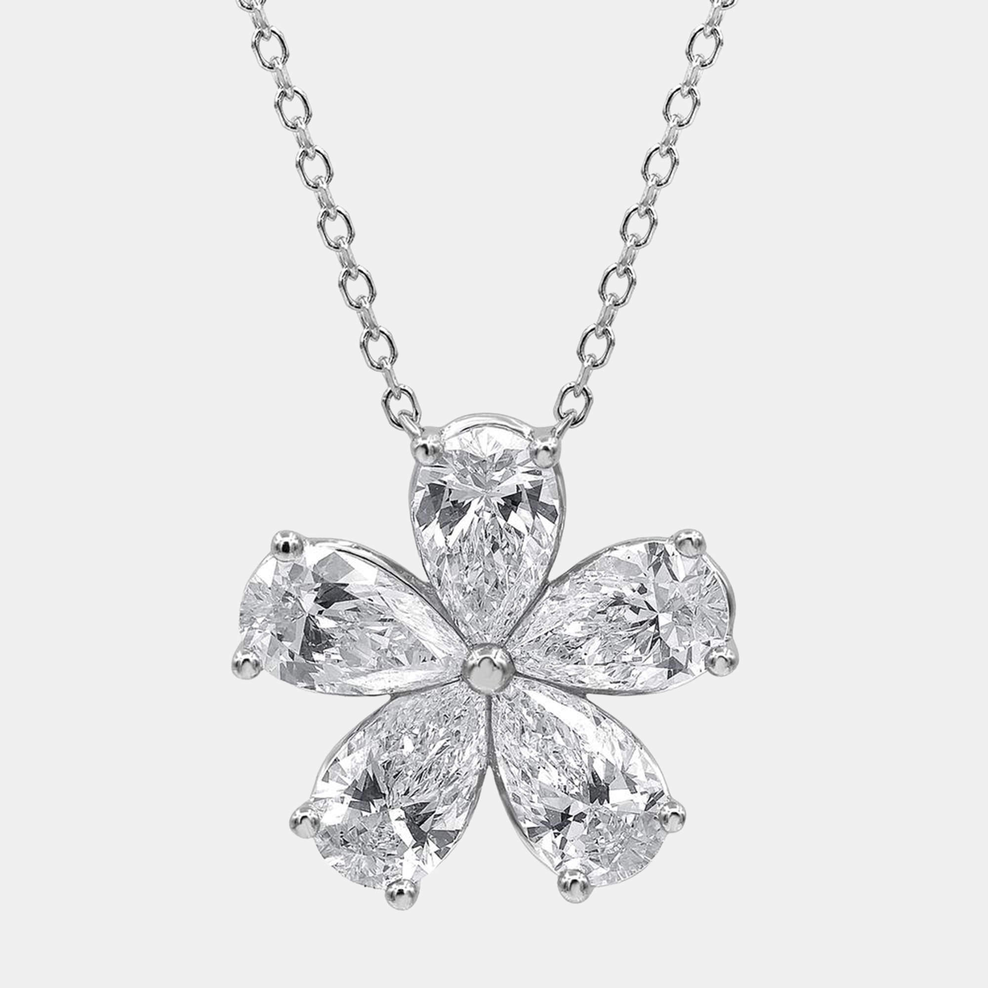 Pre Owned 1.65ct 14k White Gold Lab Grown Diamond Flower Pendant
