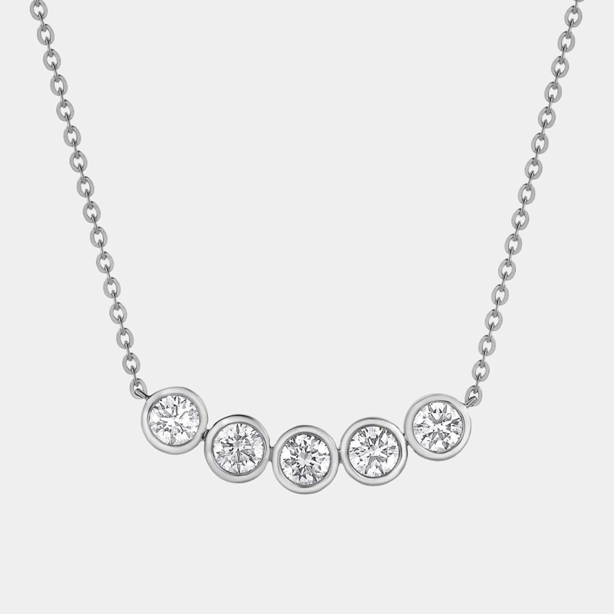 Pre Owned 1ct 14k White Gold Lab Grown Diamond Smile Necklace
