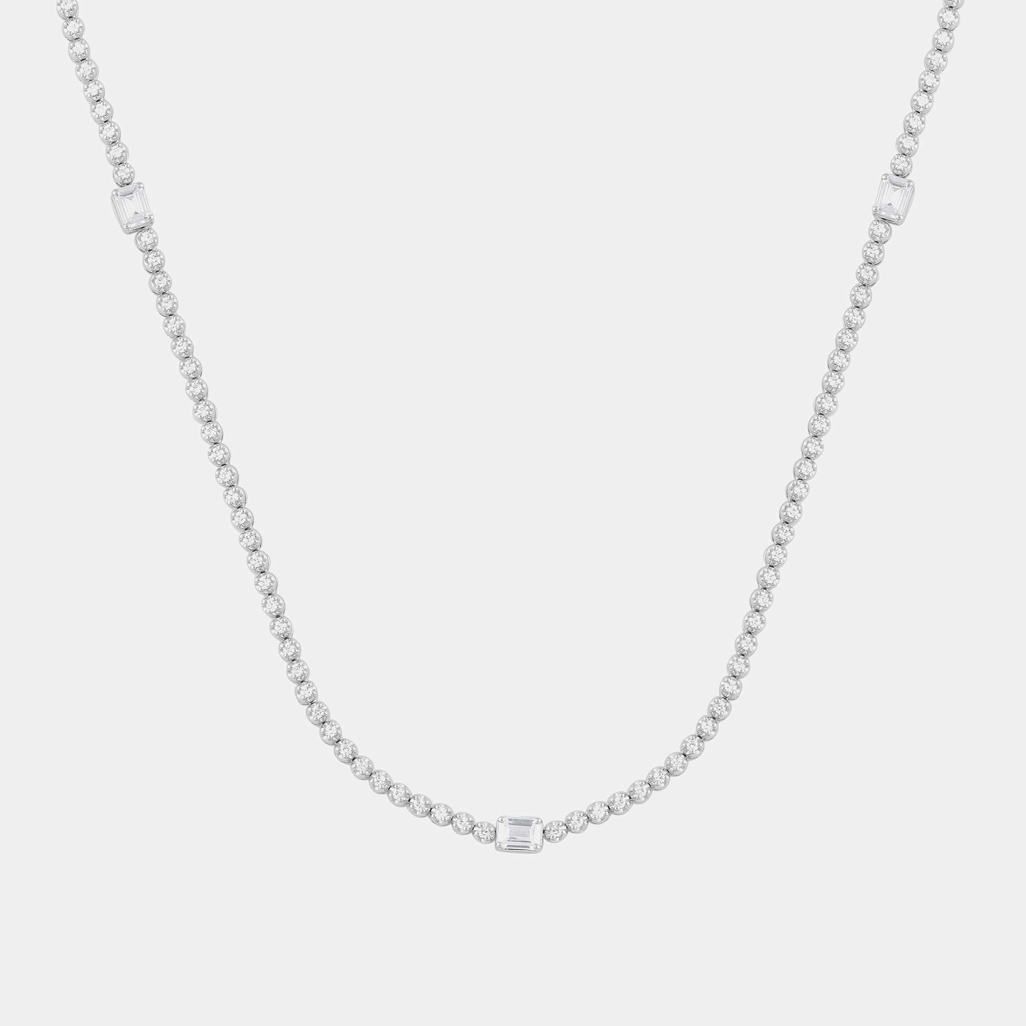 Pre Owned 3ct 14k White Gold Lab Grown Diamond Station Necklace