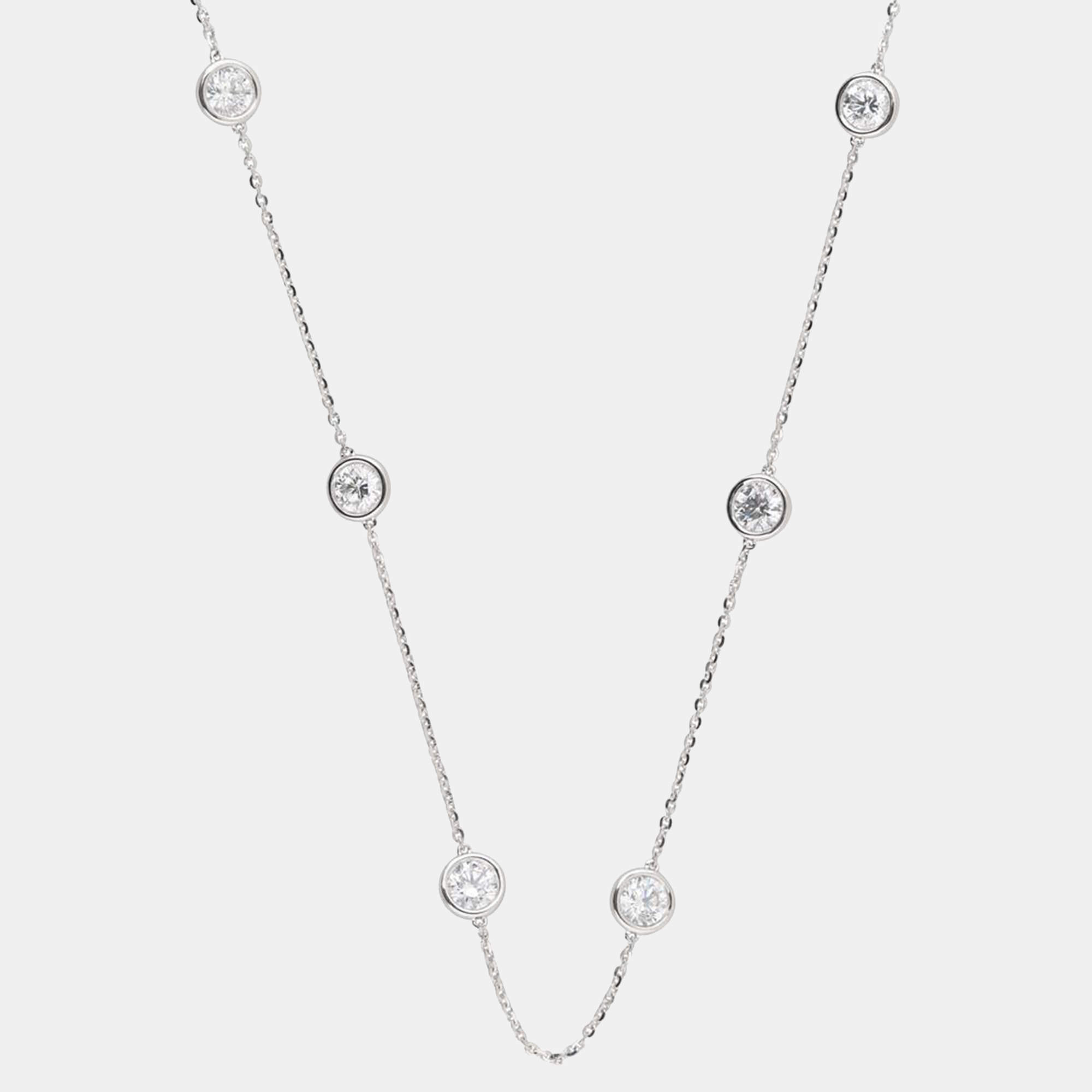 Pre Owned 5ct 14k White Gold Lab Grown Diamond Diamond by The Yard Necklace