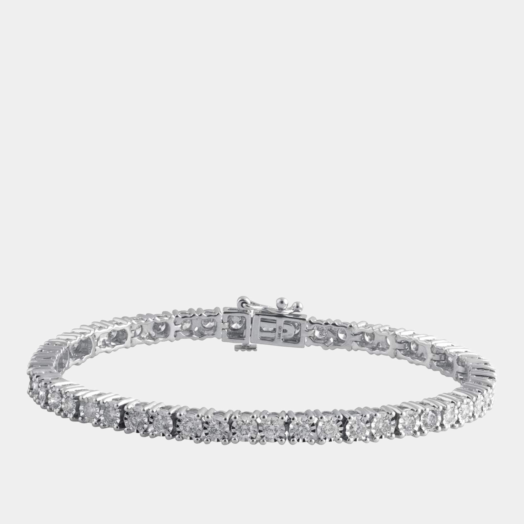 Pre Owned 3.2ct 14k White Gold Lab Grown Diamond Tennis Bracelet
