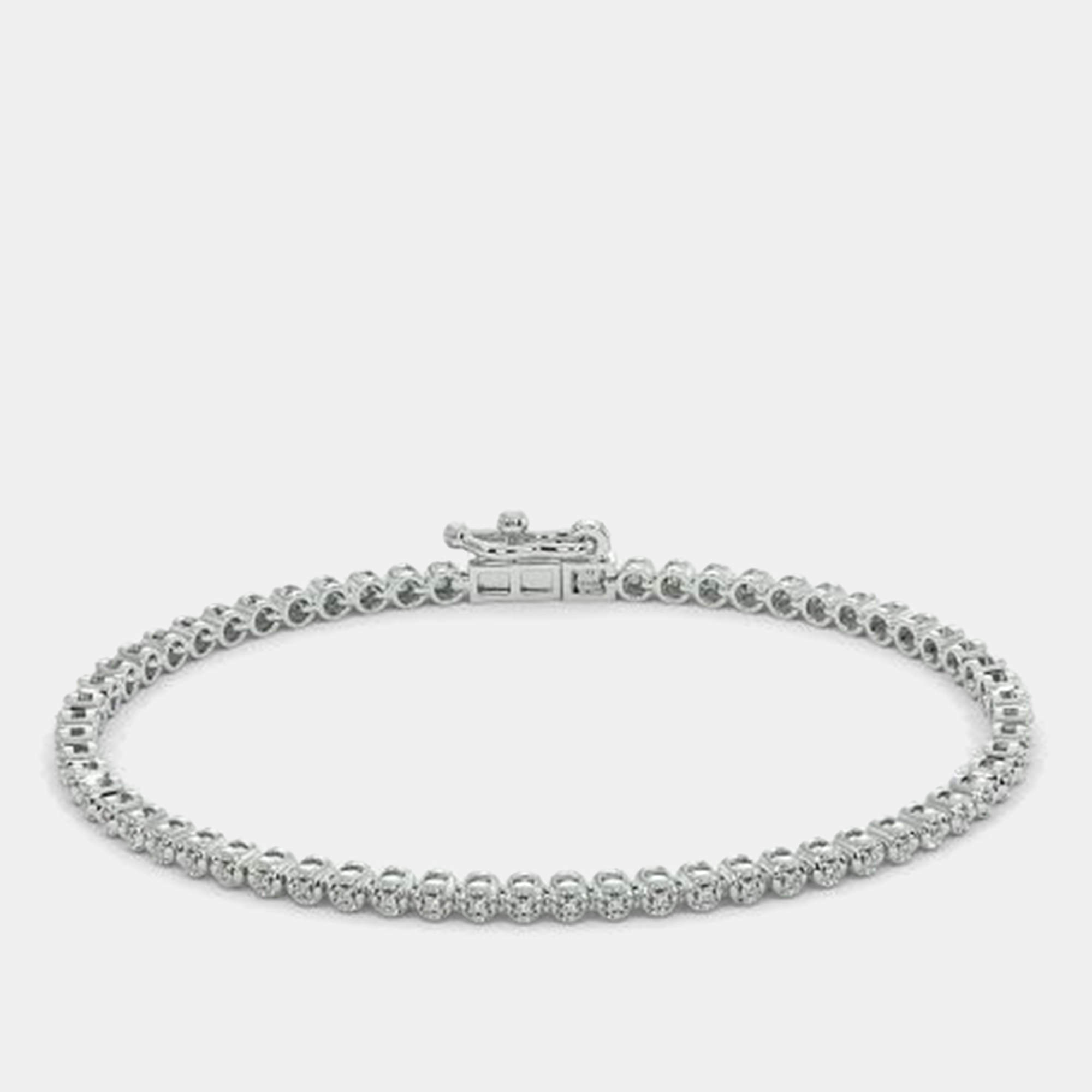 Pre Owned 3.95ct 14k White Gold Lab Grown Diamond Tennis Bracelet