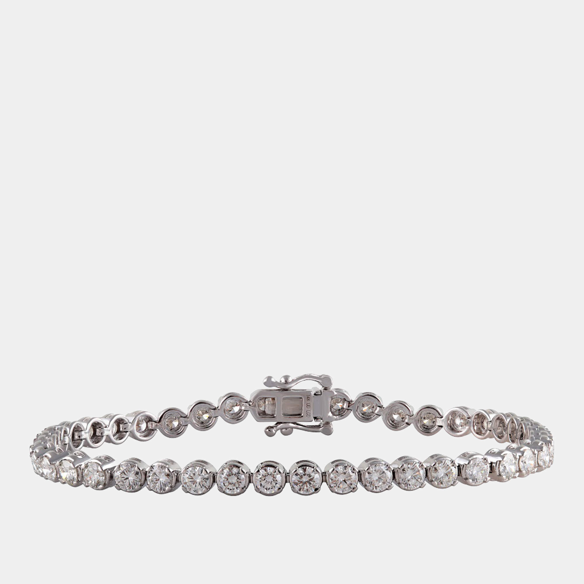 Pre Owned 5.45ct 14k White Gold Lab Grown Diamond Tennis Bracelet