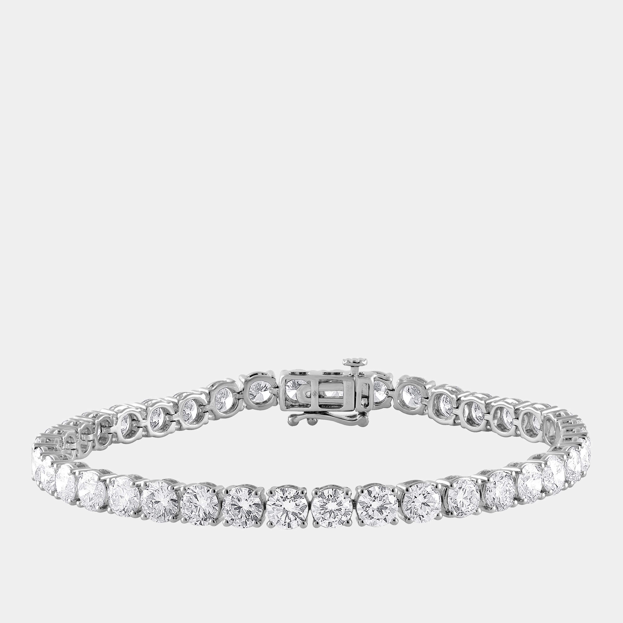 Pre Owned 12ct 14k White Gold Lab Grown Diamond Tennis Bracelet