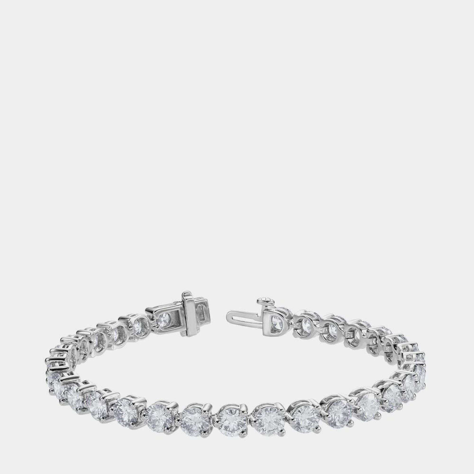 Pre Owned 13ct 14k White Gold Lab Grown Diamond Tennis Bracelet