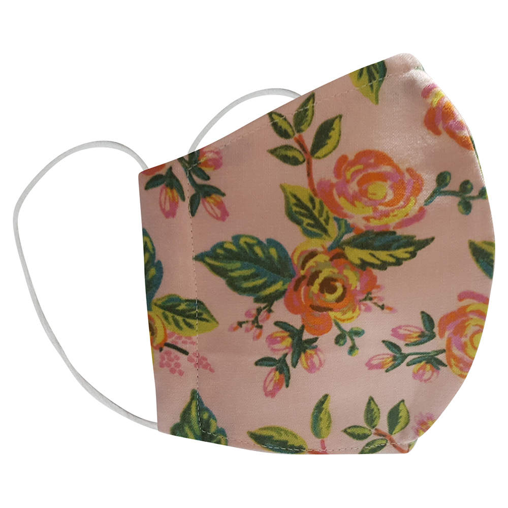 Non-Medical Handmade Peach Floral Printed Cotton Face Mask - Pack Of 2 (Available for UAE Customers Only)