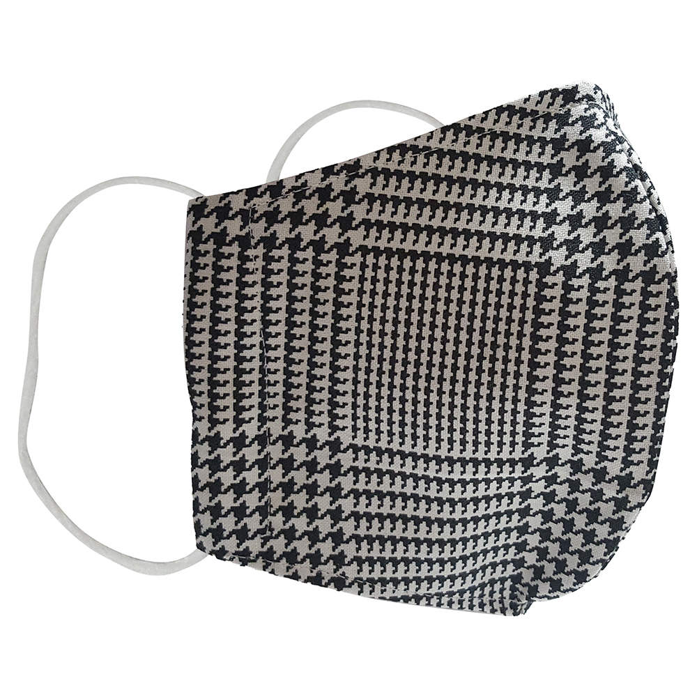 Non-Medical Handmade Black/White Check Pattern Printed Cotton Face Mask - Pack Of 2 (Available for UAE Customers Only)
