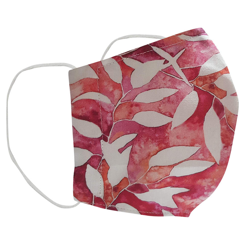Non-Medical Handmade White/Red Floral Printed Cotton Face Mask - Pack Of 2 (Available for UAE Customers Only)