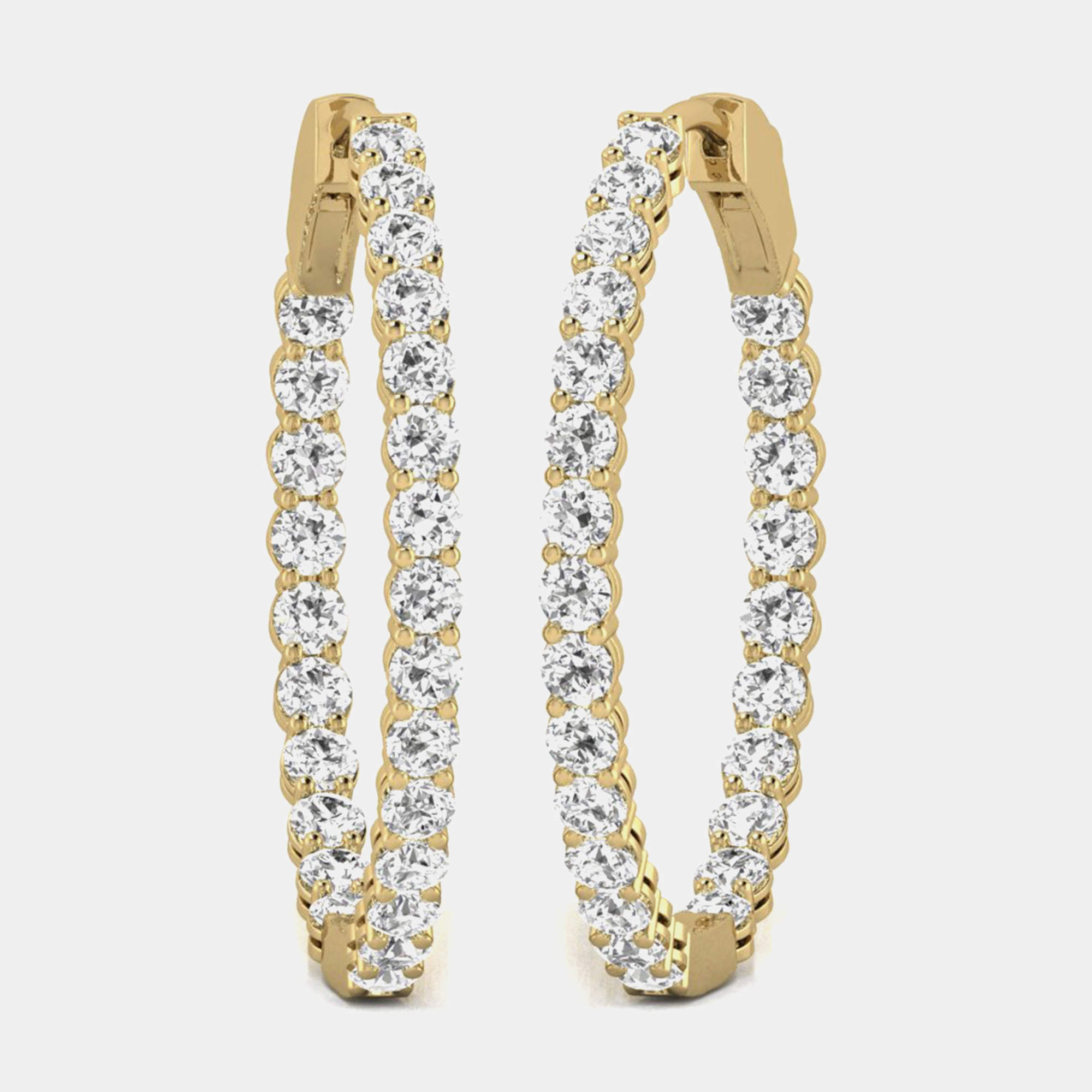 14K Yellow Gold Lab Grown Diamond Inside Out Hoop Earrings (3.00 Ct)