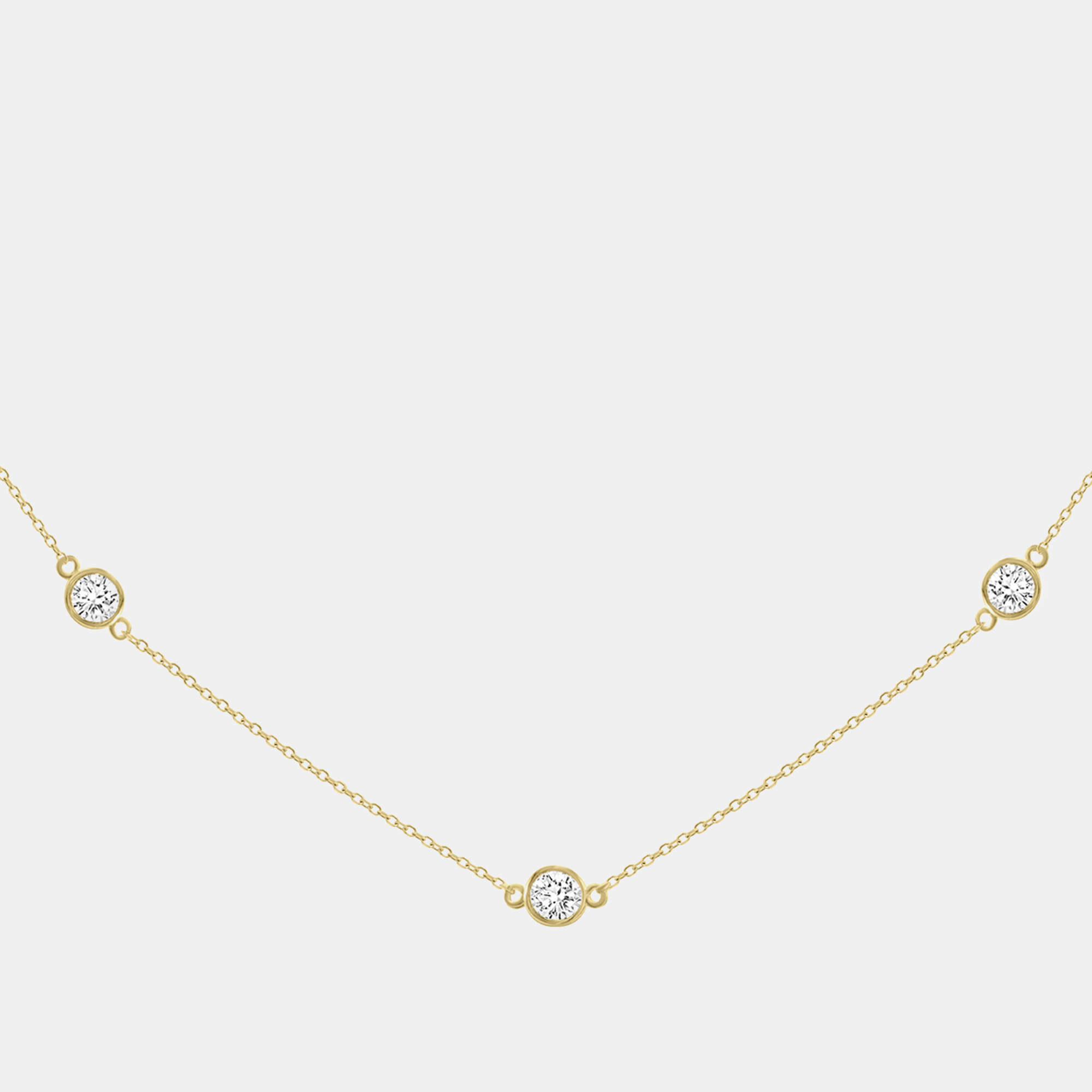 14K Yellow Gold Lab Grown Diamond Bezel Set Station Necklace 18 inches (2.00 Ct)