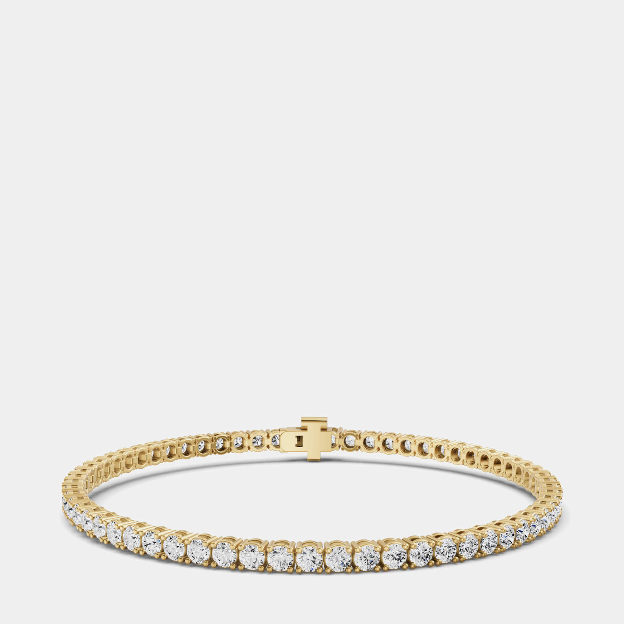 14K Yellow Gold Lab Grown Diamond Lightweight Bracelet 7 Inches (7 Ct)