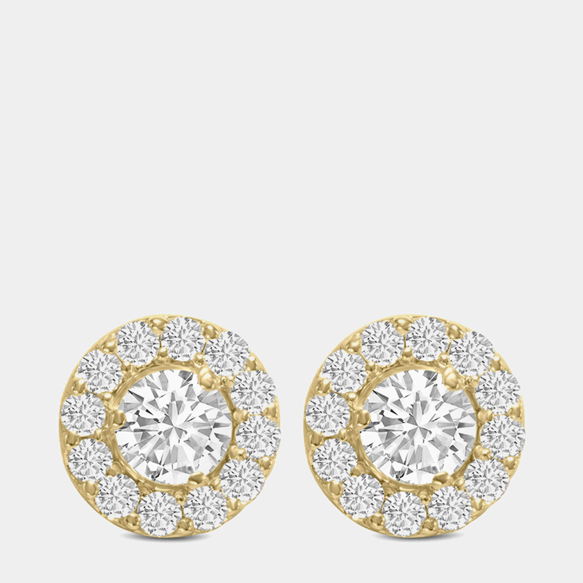 14K Yellow Gold Lab Grown Diamond Halo Earrings (1.00 Ct)