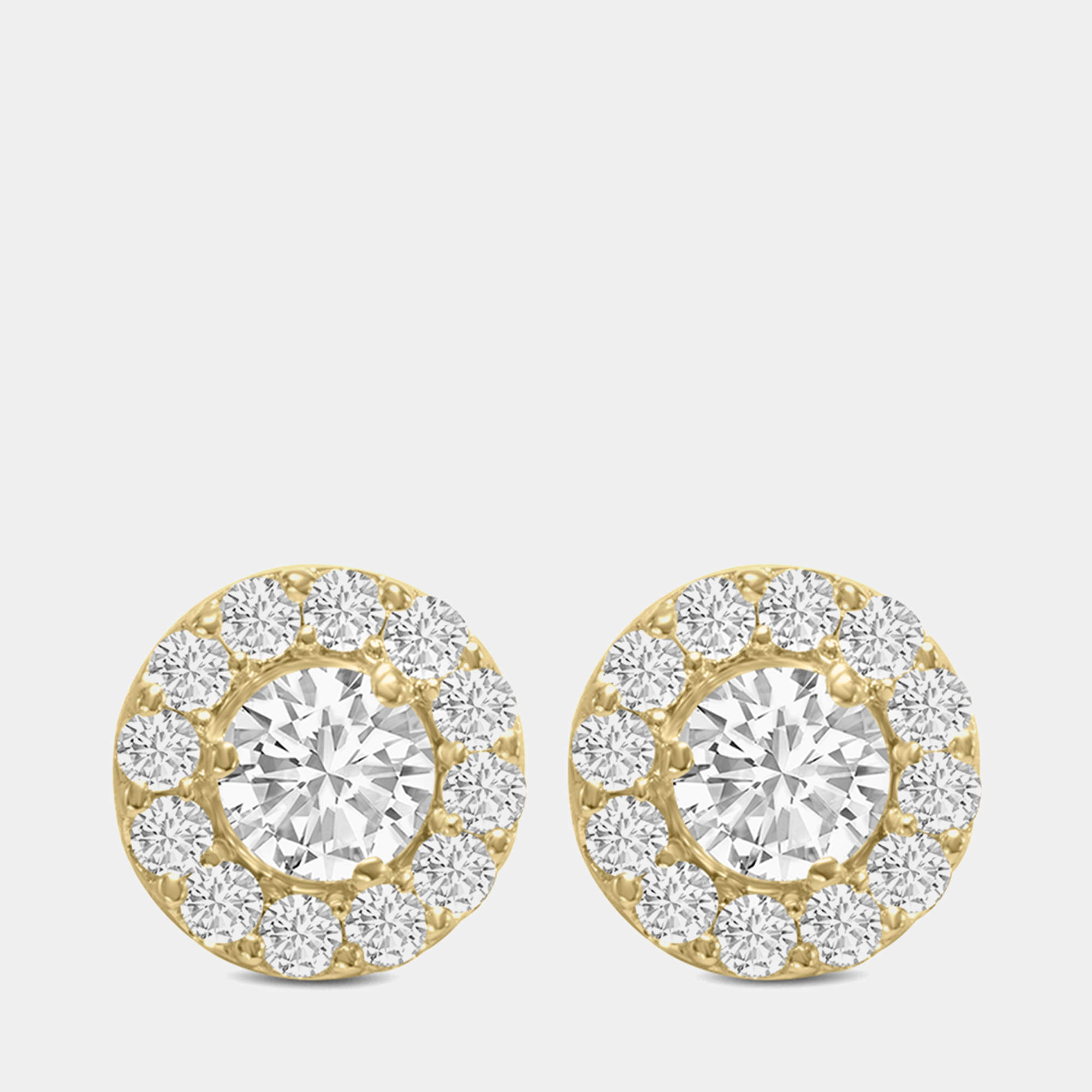 14K Yellow Gold Lab Grown Diamond Halo Earrings (2.00 Ct)