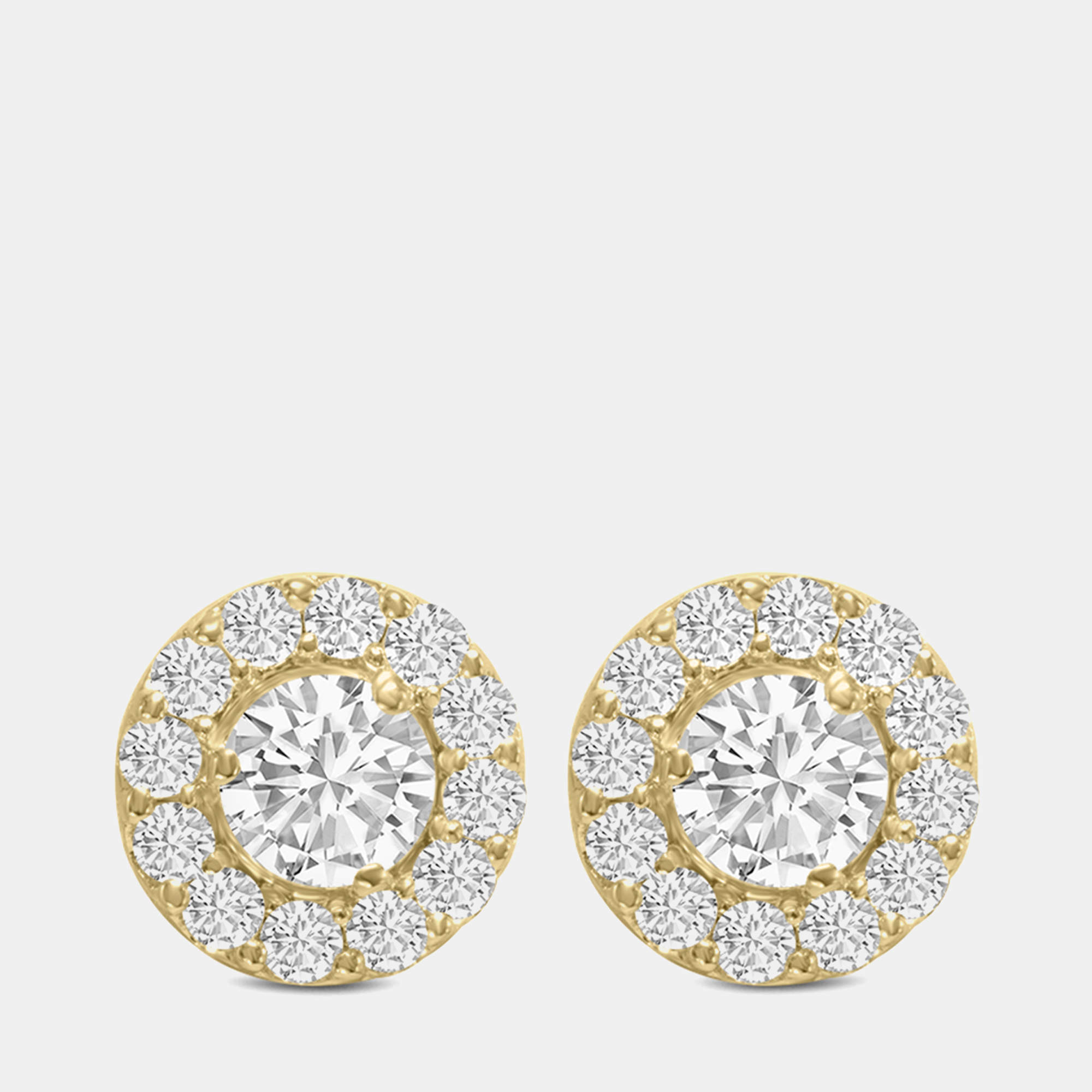 14K Yellow Gold Lab Grown Diamond Halo Earrings (3.00 Ct)