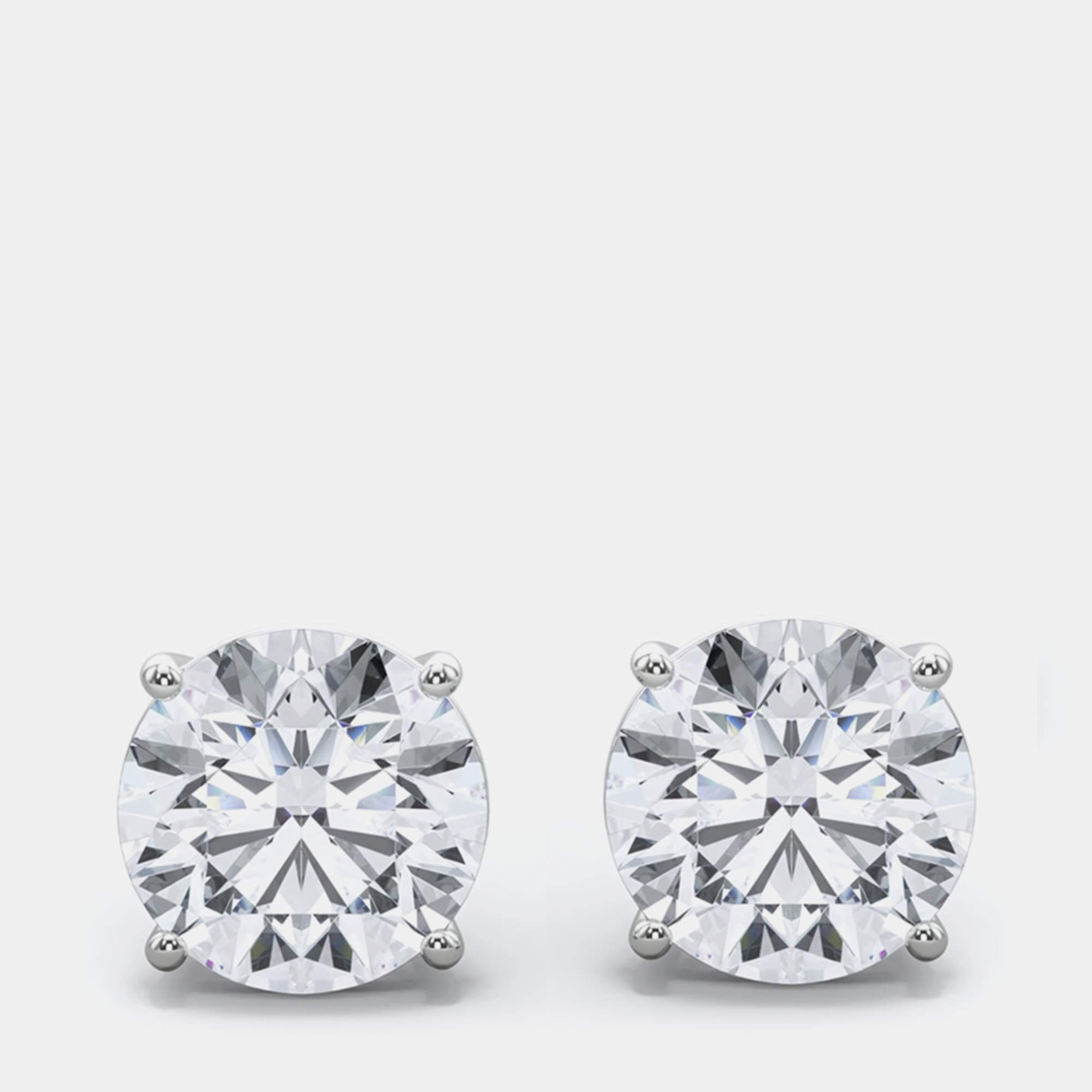 14K White Gold Lab Grown Diamond Screwback Earring Studs (5.00 ct)