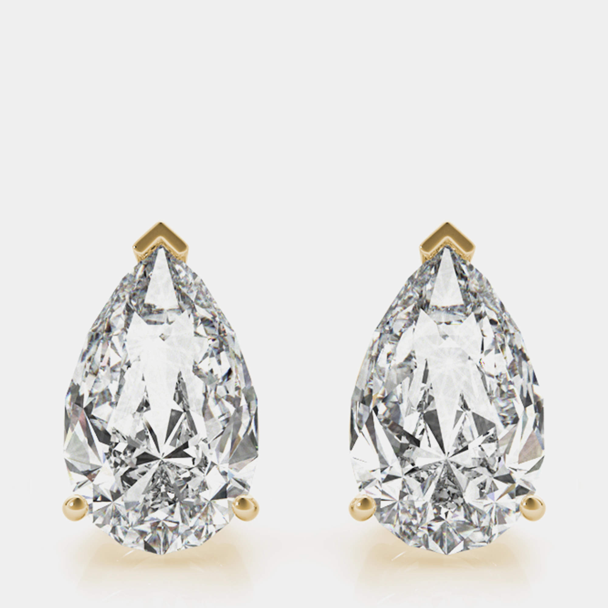 14K Yellow Gold Pear Shaped Lab Grown Diamond Earring Studs (3.00 Ct)
