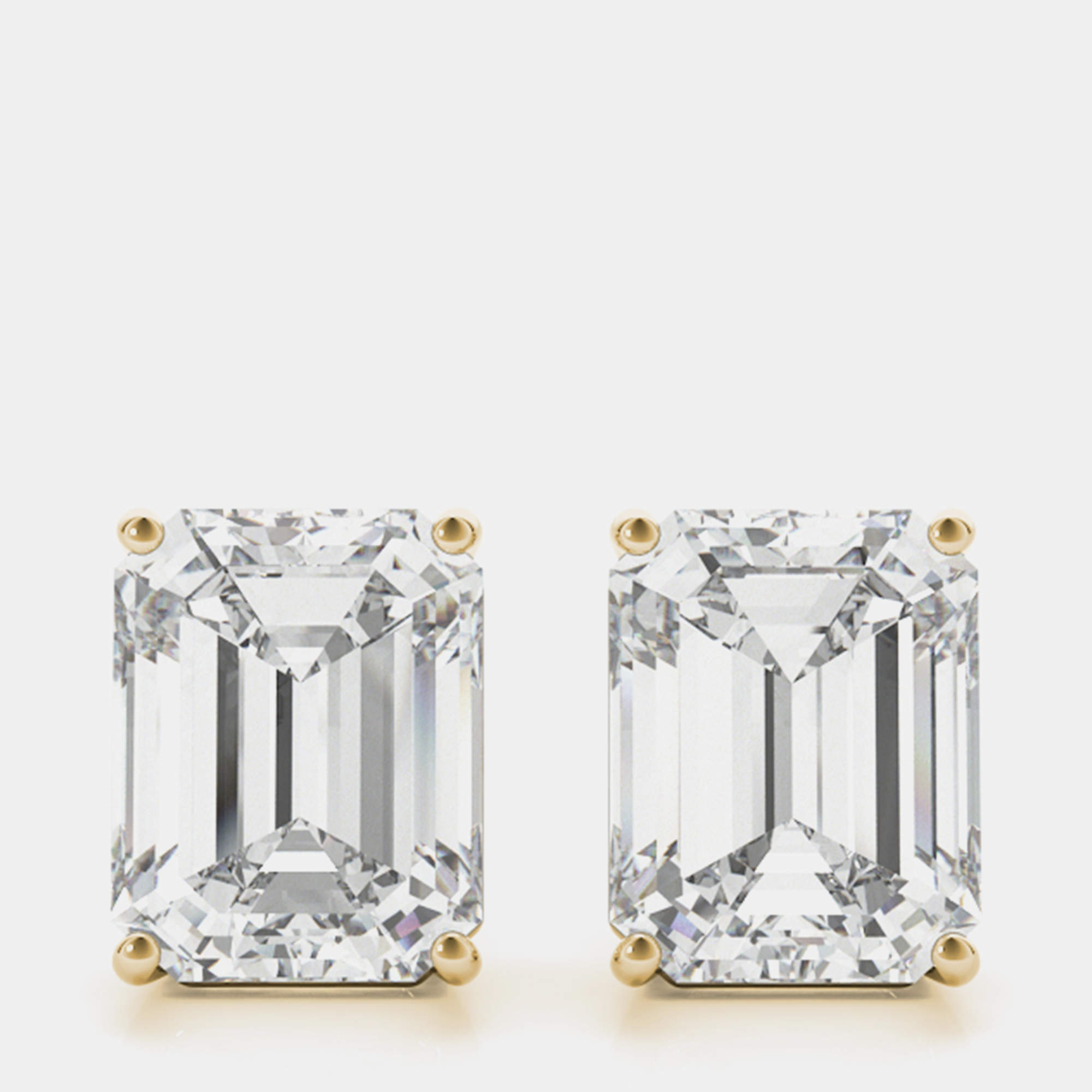 14K Yellow Gold Emerald Shaped Lab Grown Diamond Earring Studs (3.00 Ct)