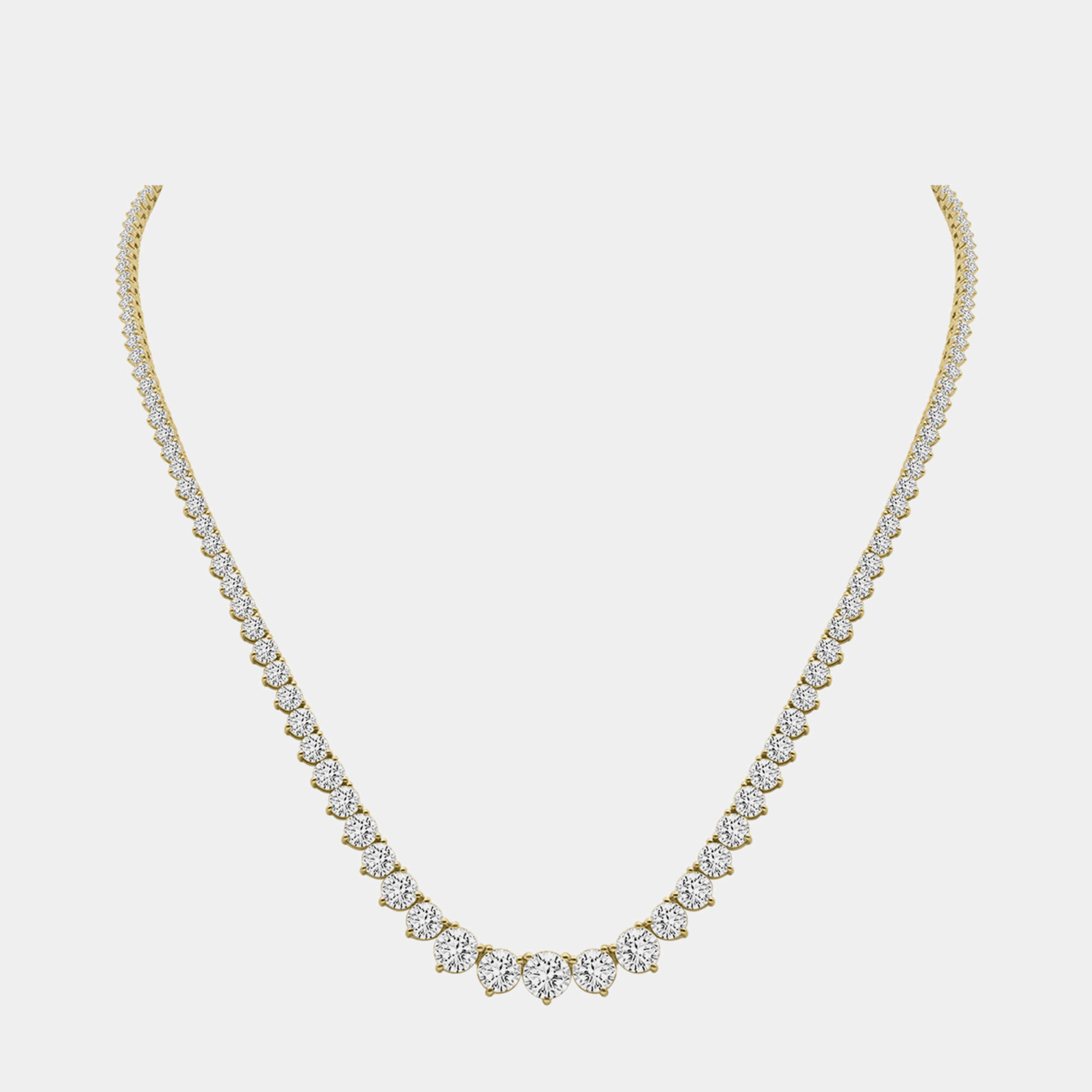Pre Owned 14K Yellow Gold Lab Grown Diamond Graduated Necklace (20.00 Ct)