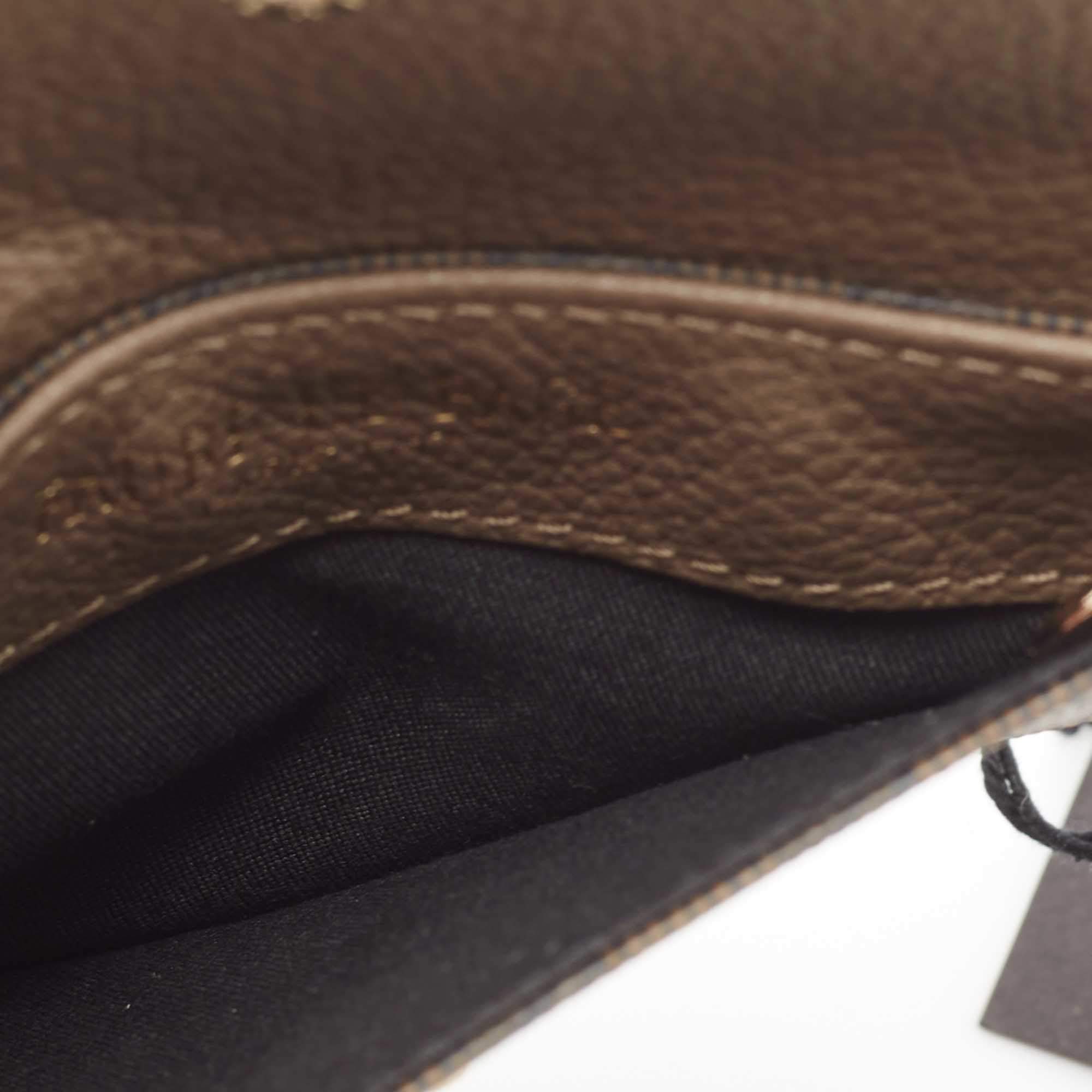 Faure Le Page Brown Coated Canvas and Leather Pochette Keychain